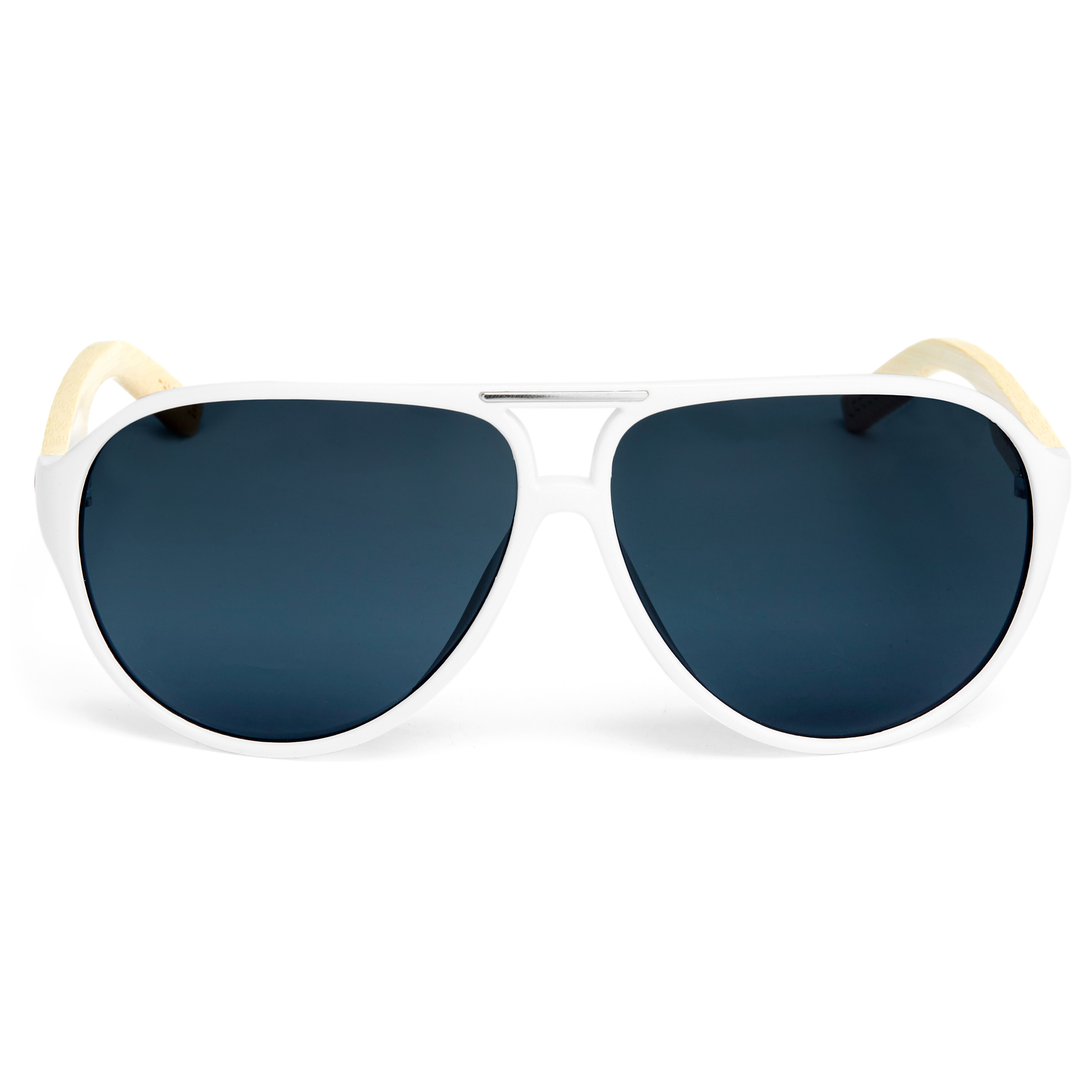 White Bamboo Wood Smoke Sunglasses - 1