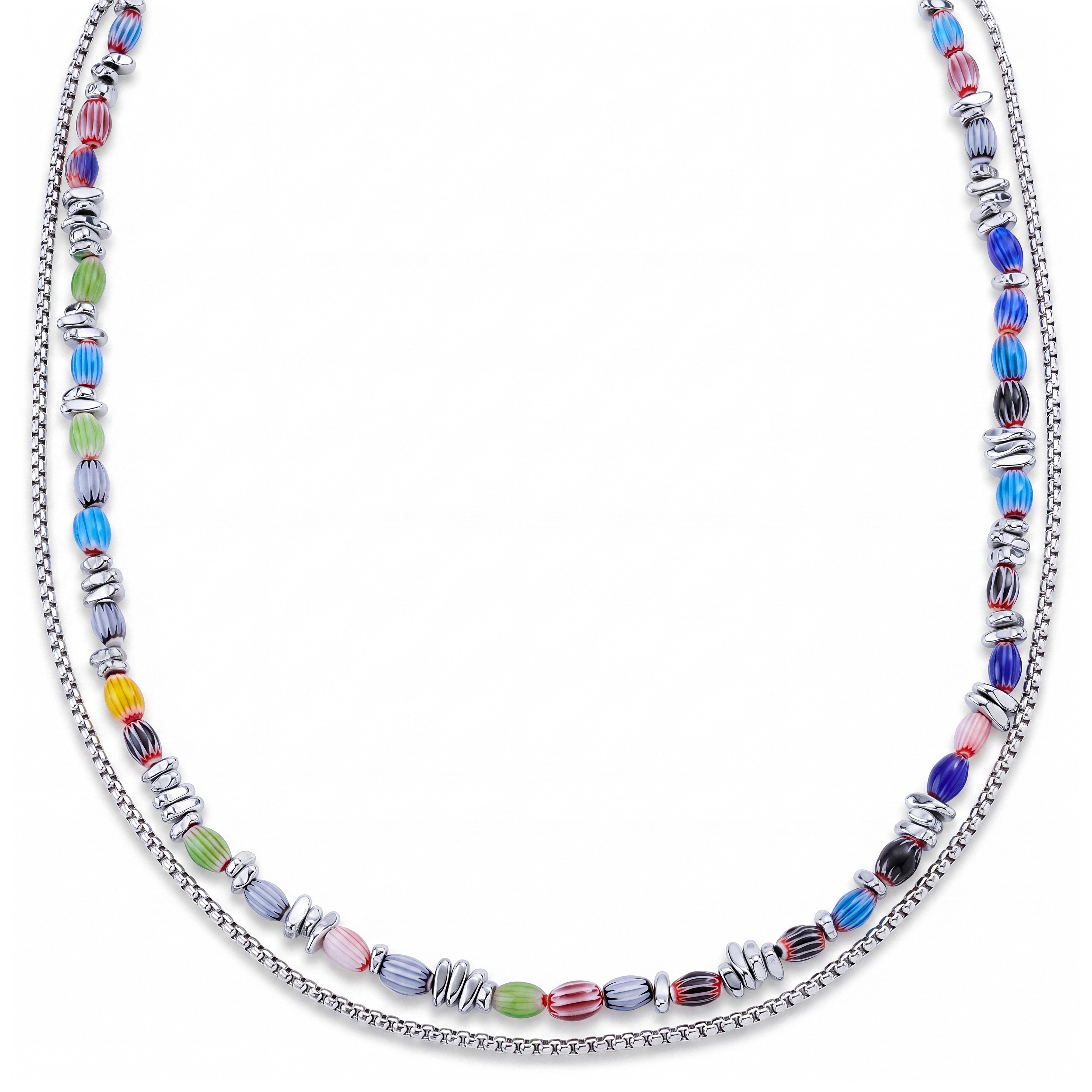 Pearlmania | Spectrum Multicolour Lasihelmi & Teräksinen Spectrum-Kaulakoru