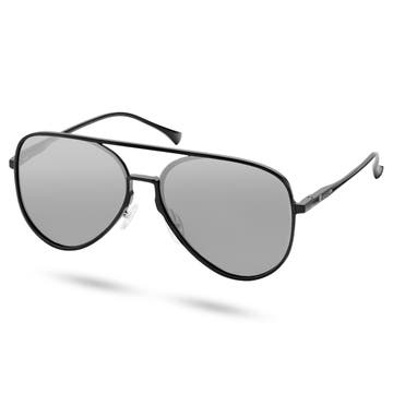 Gafas de sol aviator polarizadas con lentes de espejo negras