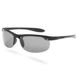 Black & Light Grey Wraparound Sports Sunglasses