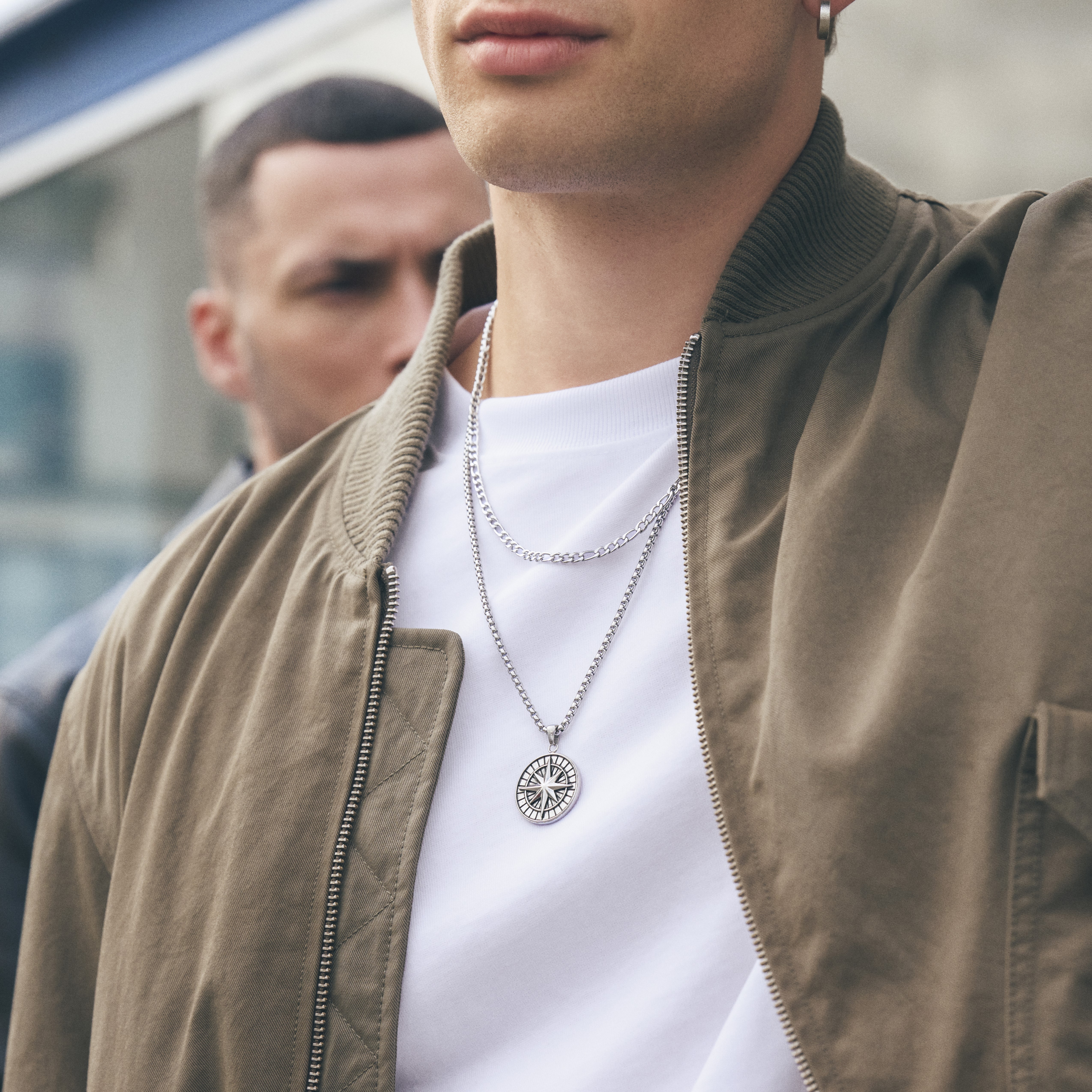 Atlas | Zilverkleurige Roestvrijstalen Hangerketting met Poolster - 2