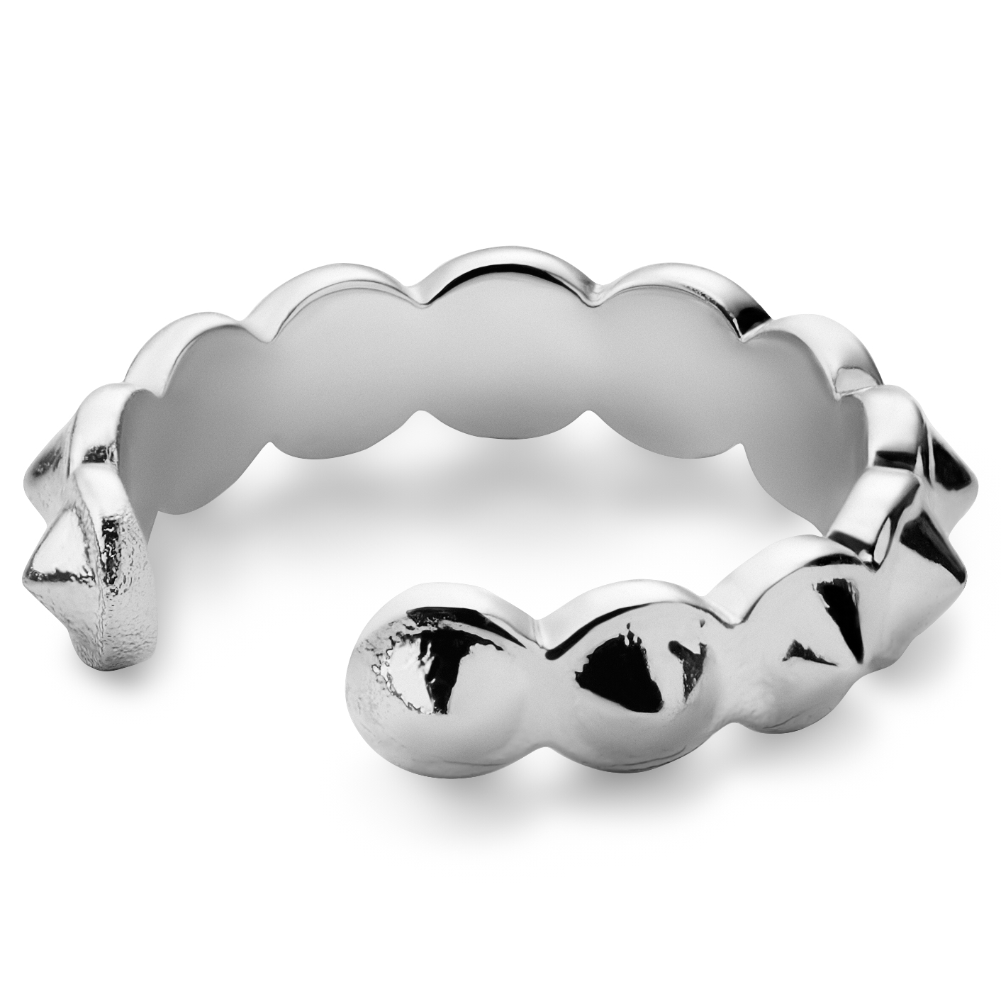 Helix | 3 mm Silberfarbene Ear Cuff (Ohrmanschette) mit Spikes - 2