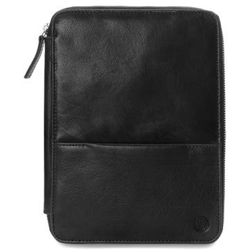 Étui de carnet et de journal en cuir de buffle noir à fermeture éclair Étui de carnet et de journal en cuir de buffle noir à fermeture éclair