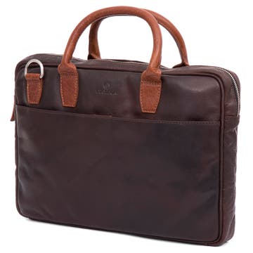 Montreal Slim 13" Executive Brown & Tan Leather Bag