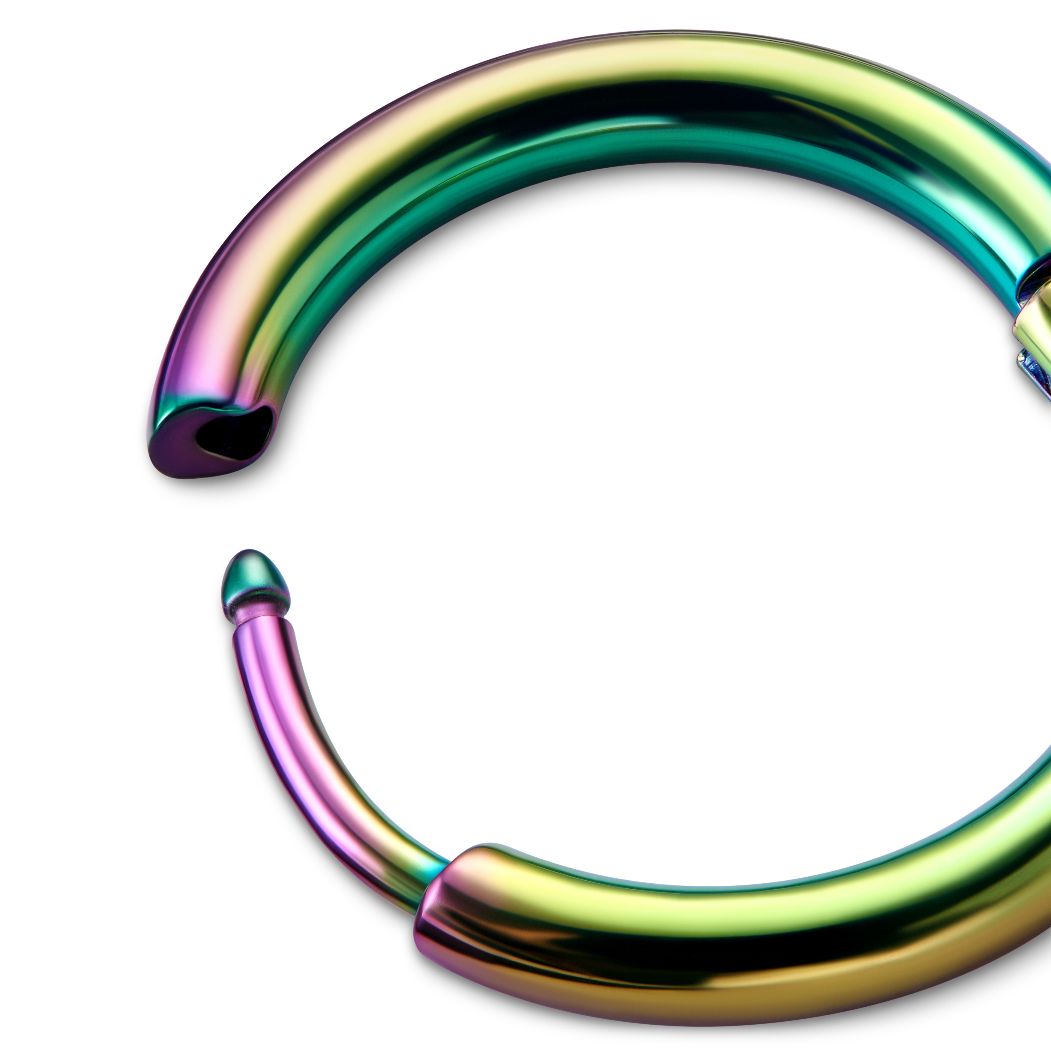 Fahrenheit | Rainbow Stainless Steel Melting Peace Sign Hoop Earring - 2
