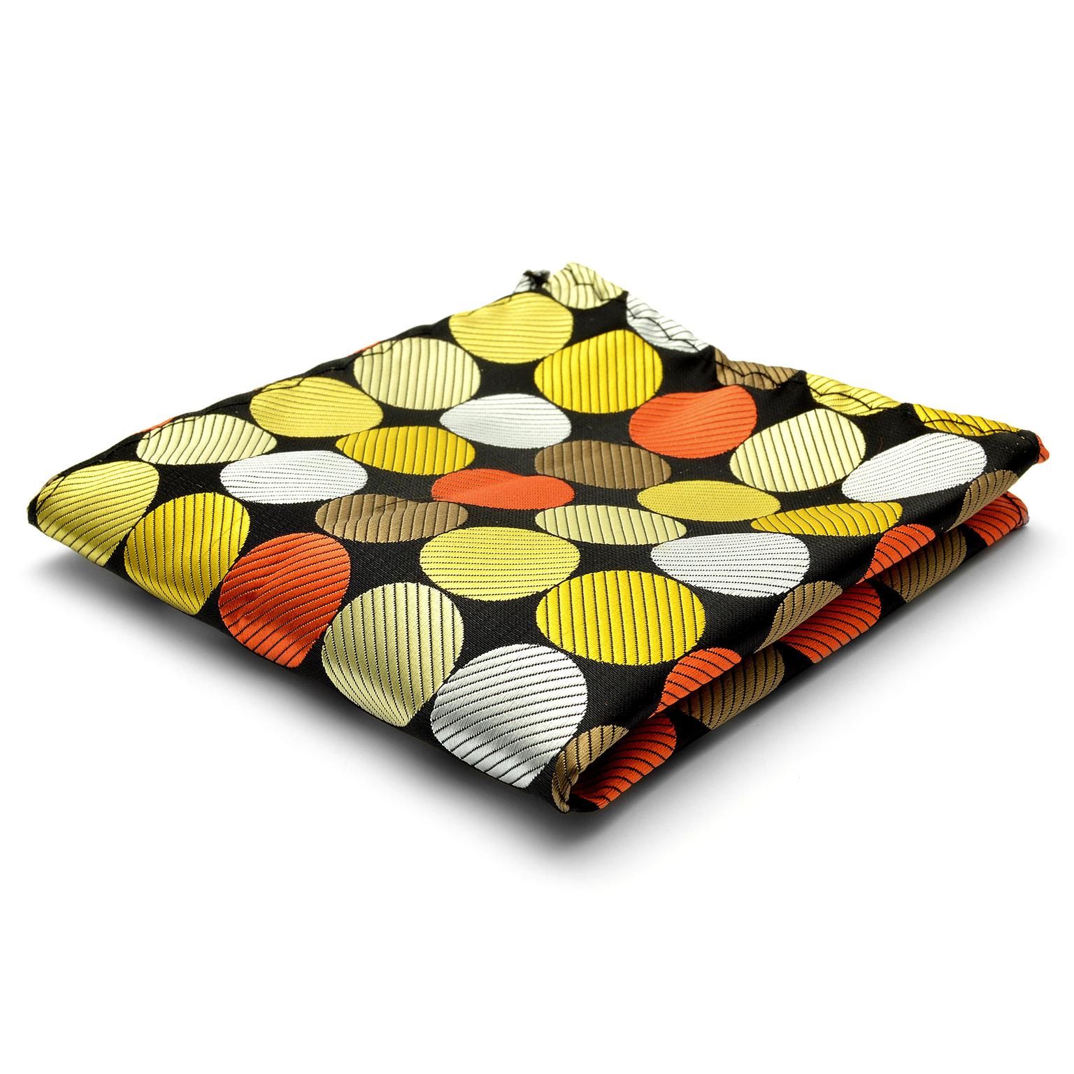 Black, Yellow & Orange Retro Dot Silk Pocket Square Black, Yellow & Orange Retro Dot Silk Pocket Square