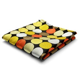 Black, Yellow & Orange Retro Dot Silk Pocket Square
