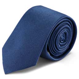 Corbata de sarga de seda azul marino - 6 cm