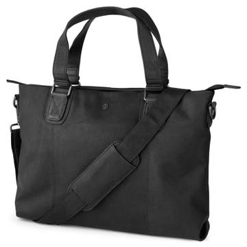 Класическа черна кожена чанта Oxford