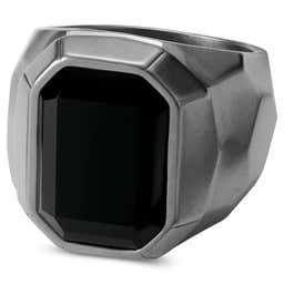 Jax fekete kő és acél pecsétgyűrű
