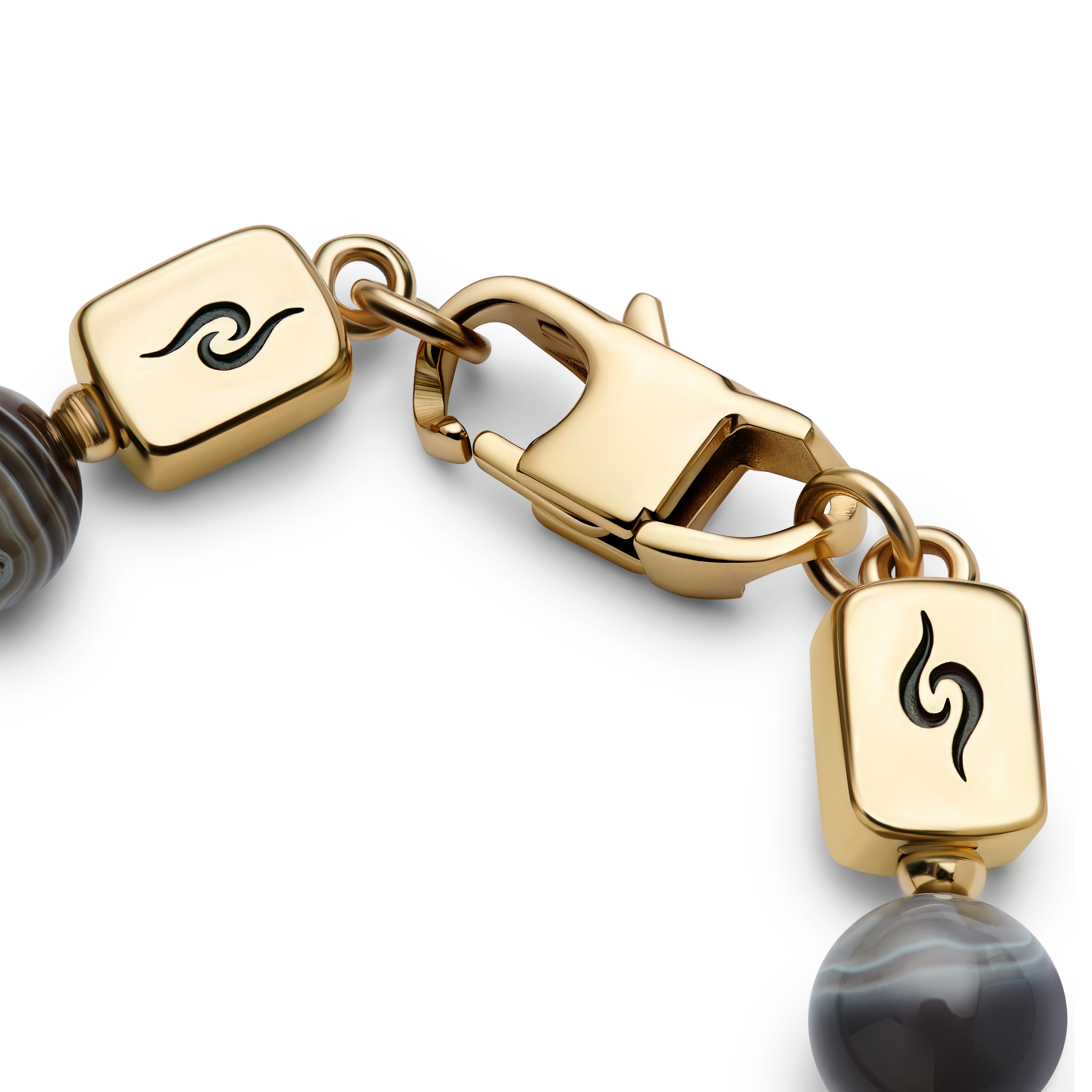 Rico | Pulsera de calavera de acero inoxidable dorado y ágata de Botswana - 4