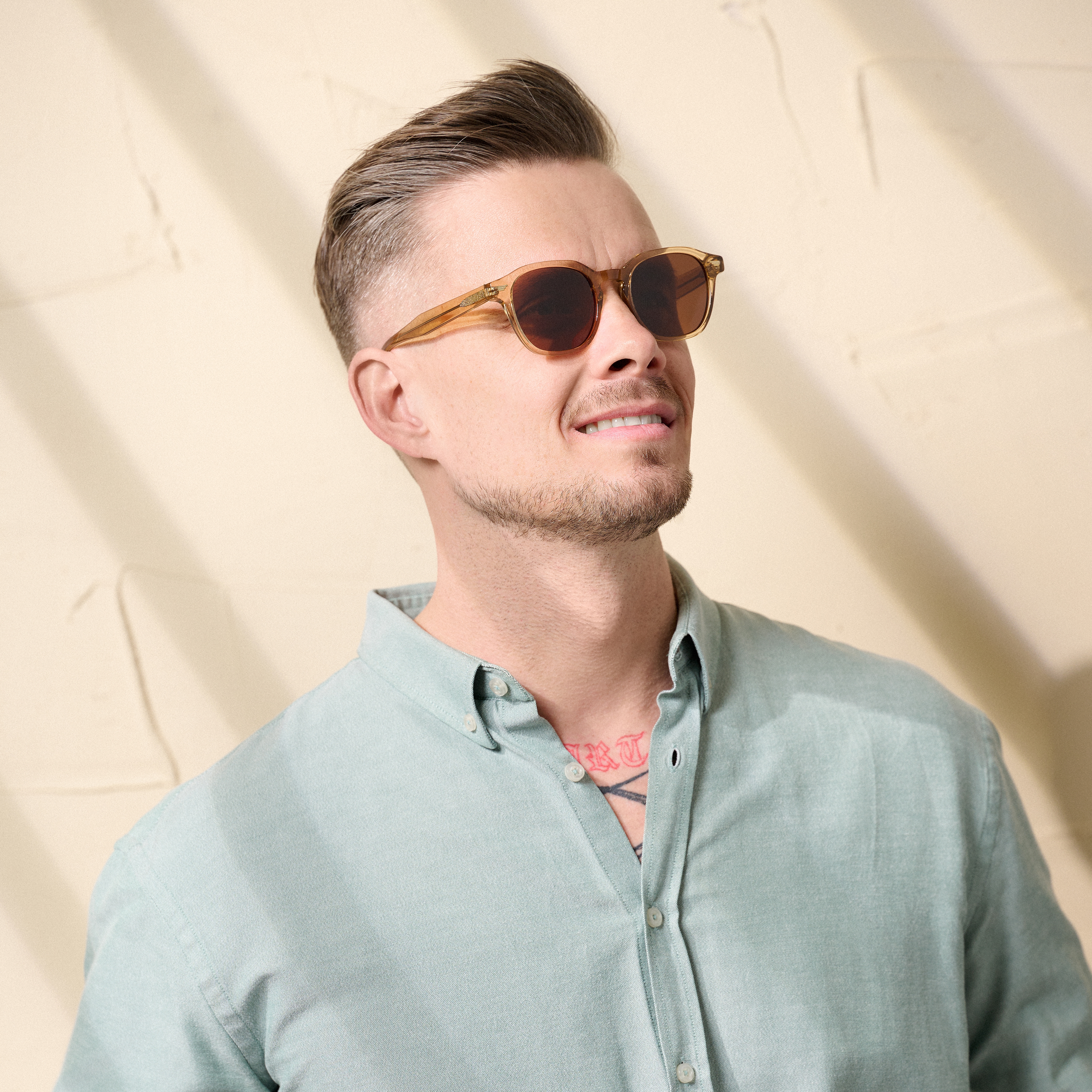 Brune Transparente Polariserte Geometriske Hornbriller - 5