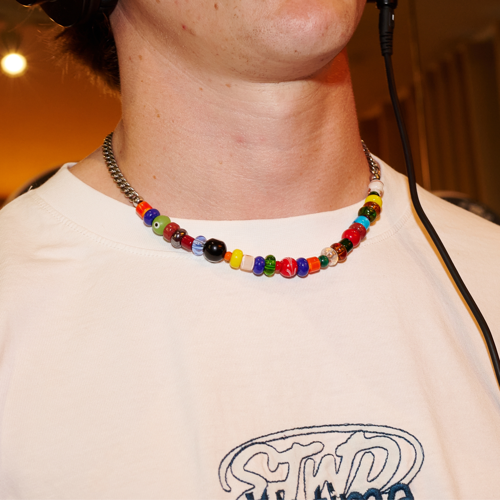 Pearlmania | Collar Evil Eye multicolor de cuentas de cristal y acero inoxidable - 3