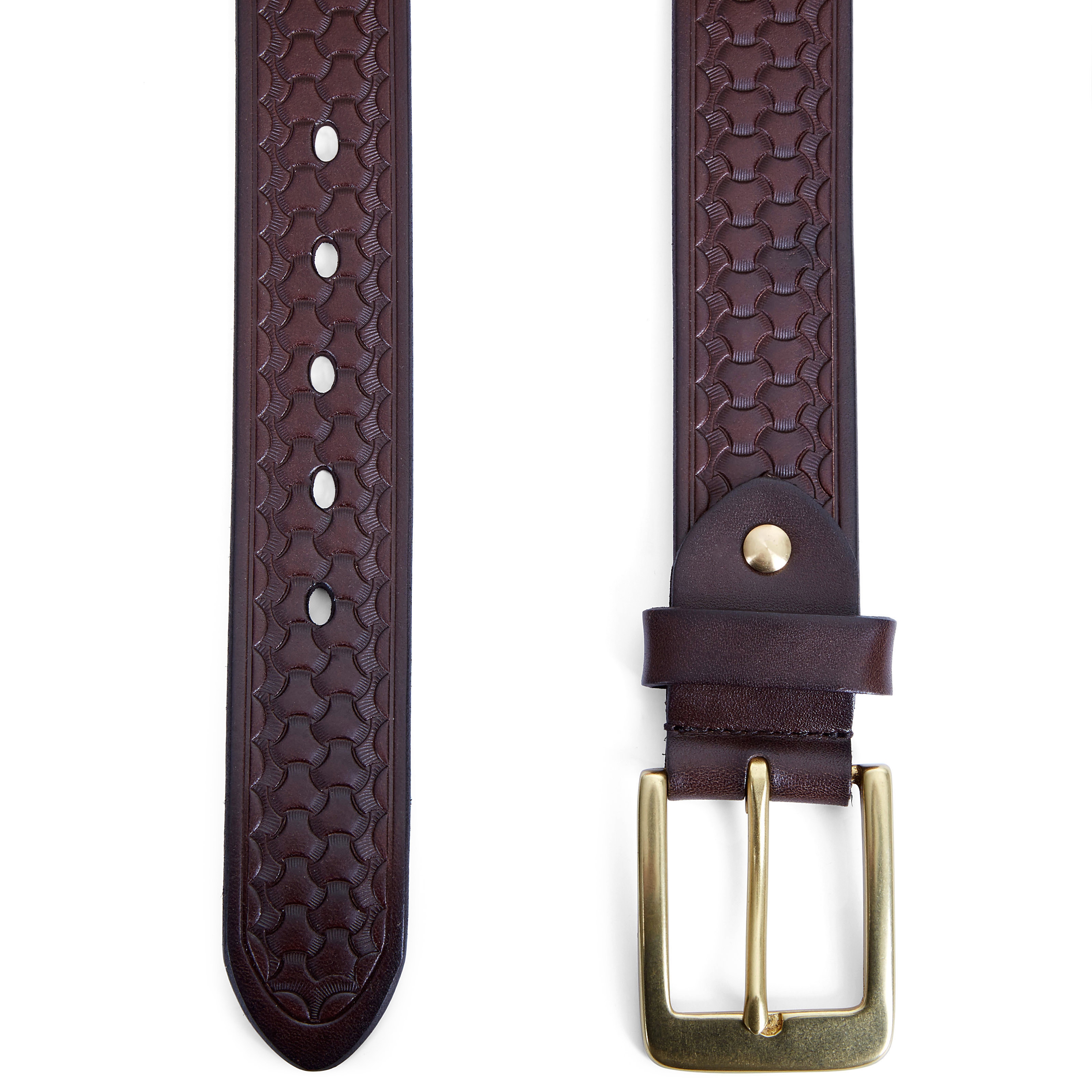 Brunt Teksturbælte med Flot Prægning - 2