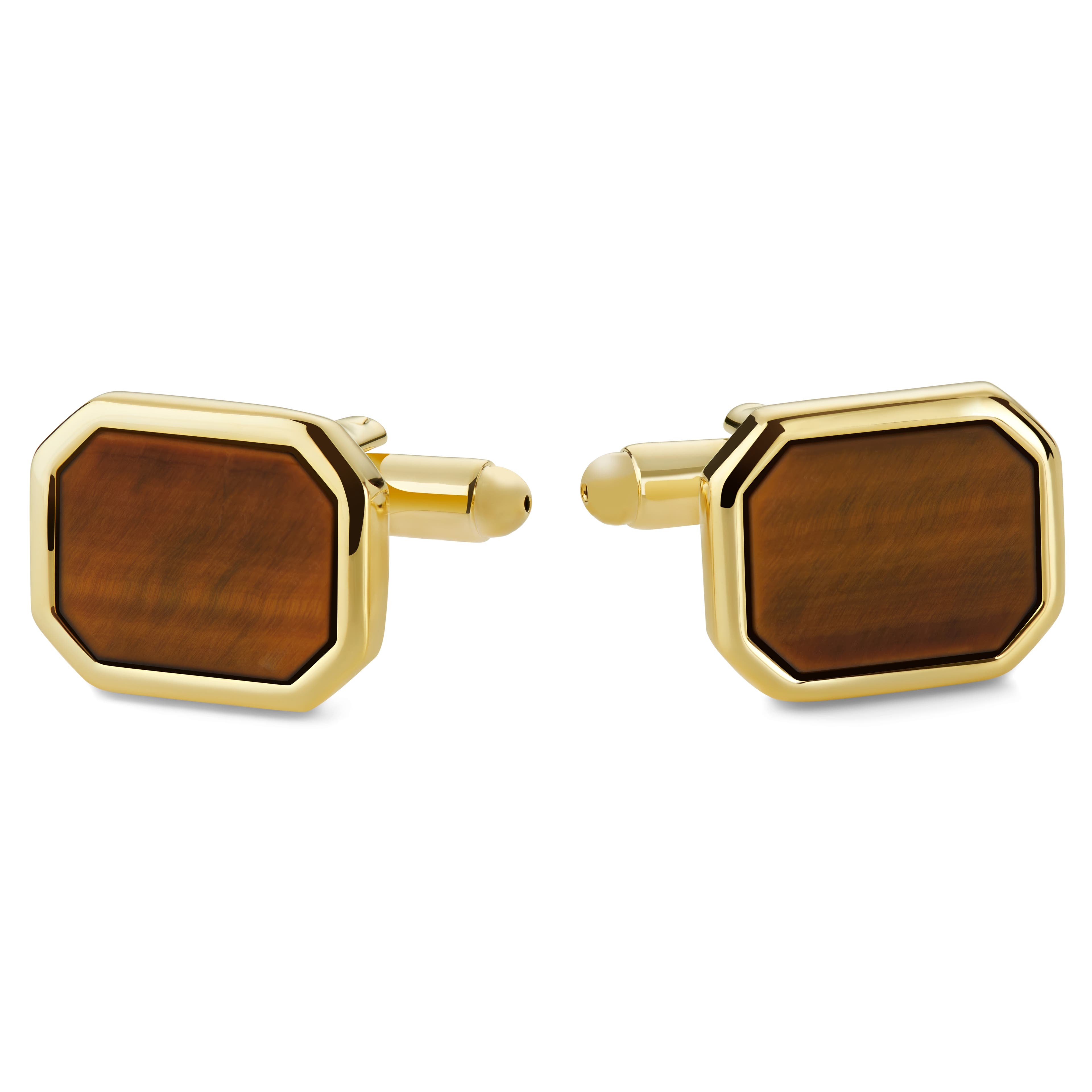 Kullanväriset Kalvosinnapit Tiikerinsilmällä Kullanväriset Kalvosinnapit Tiikerinsilmällä