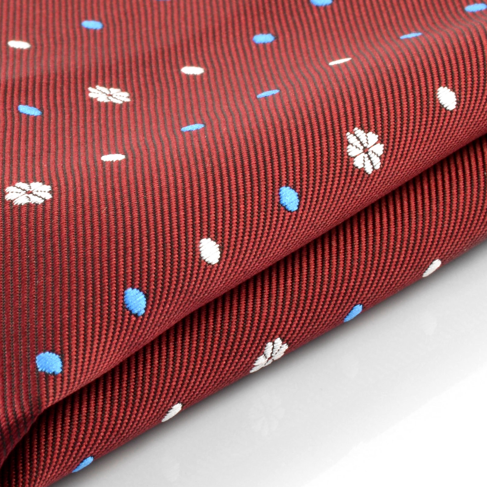 Burgundy, White & Baby Blue Dotted Pocket Square - 2