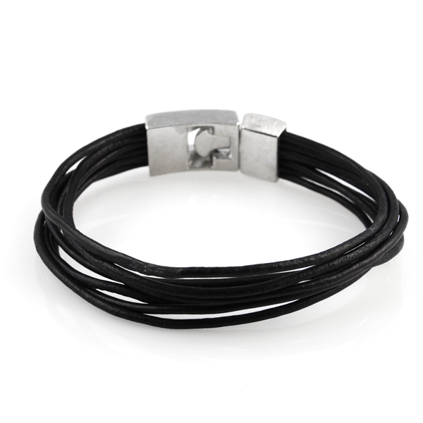 Sort Multisnor Læderarmbånd - 1