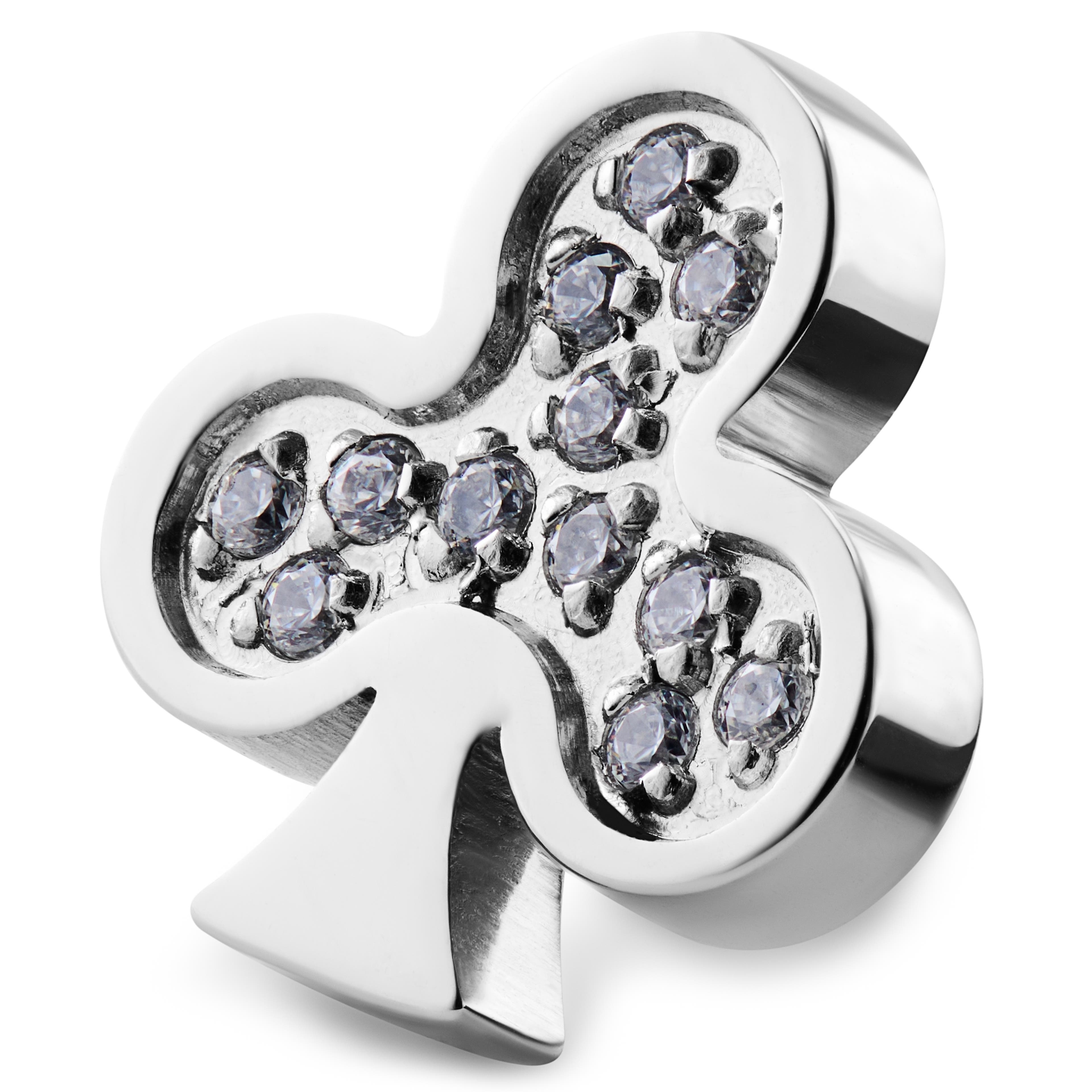 Silver-tone Stainless Steel and Zirconia Clubs Watch Charm