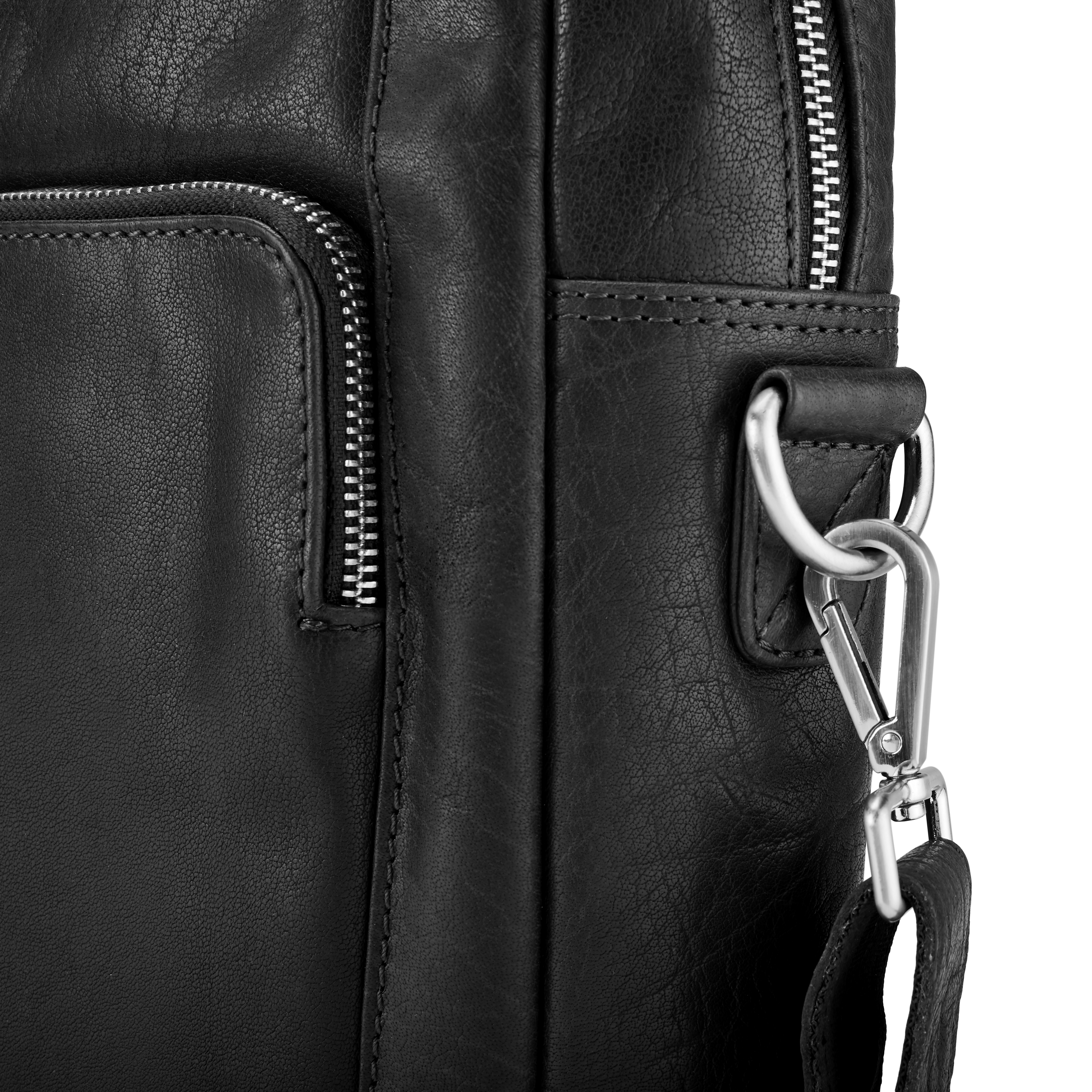 Montreal Classic Black Leather Laptop Bag  - 10