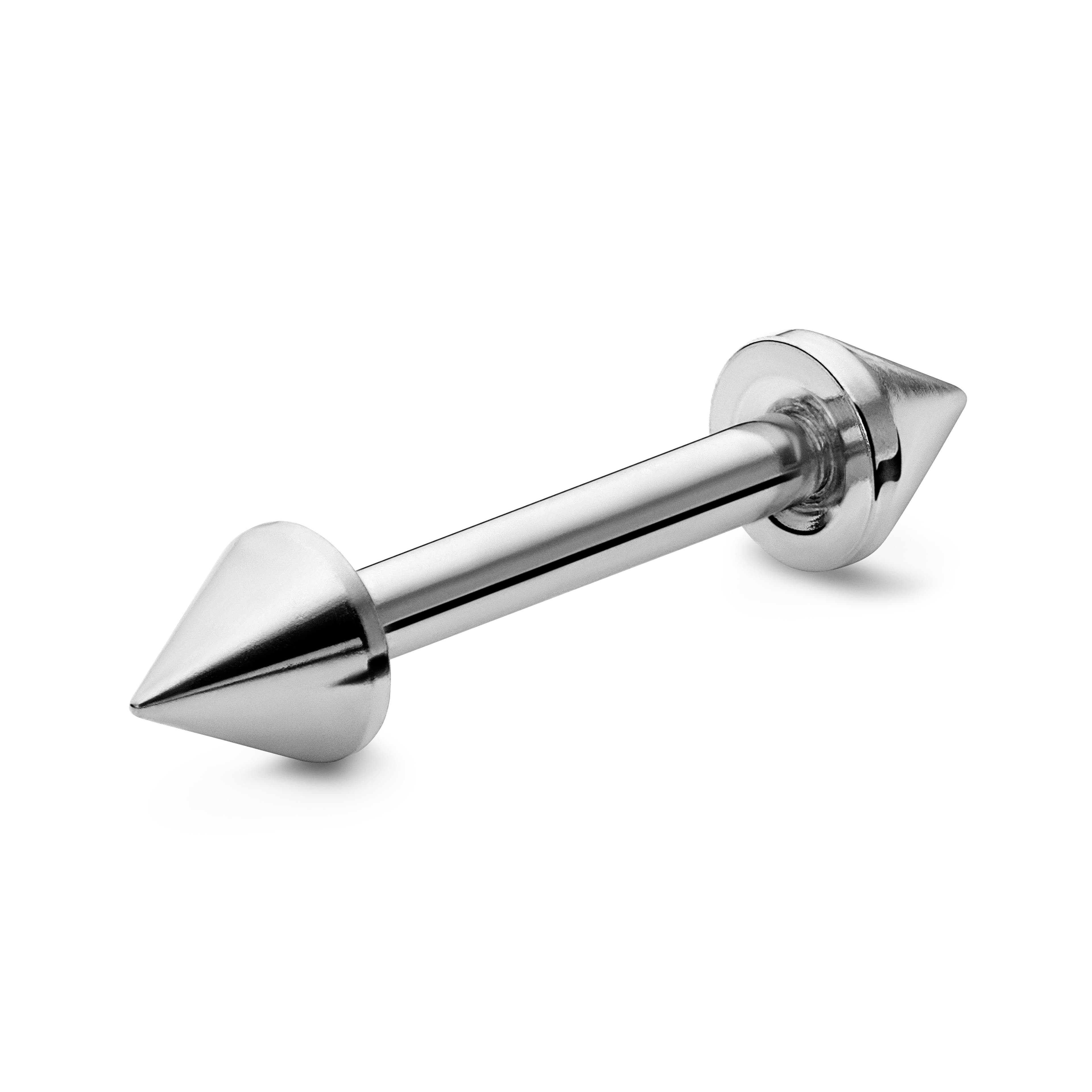 Ezüst tónusú egyenes tüskés sebészeti acél piercing – 8 mm