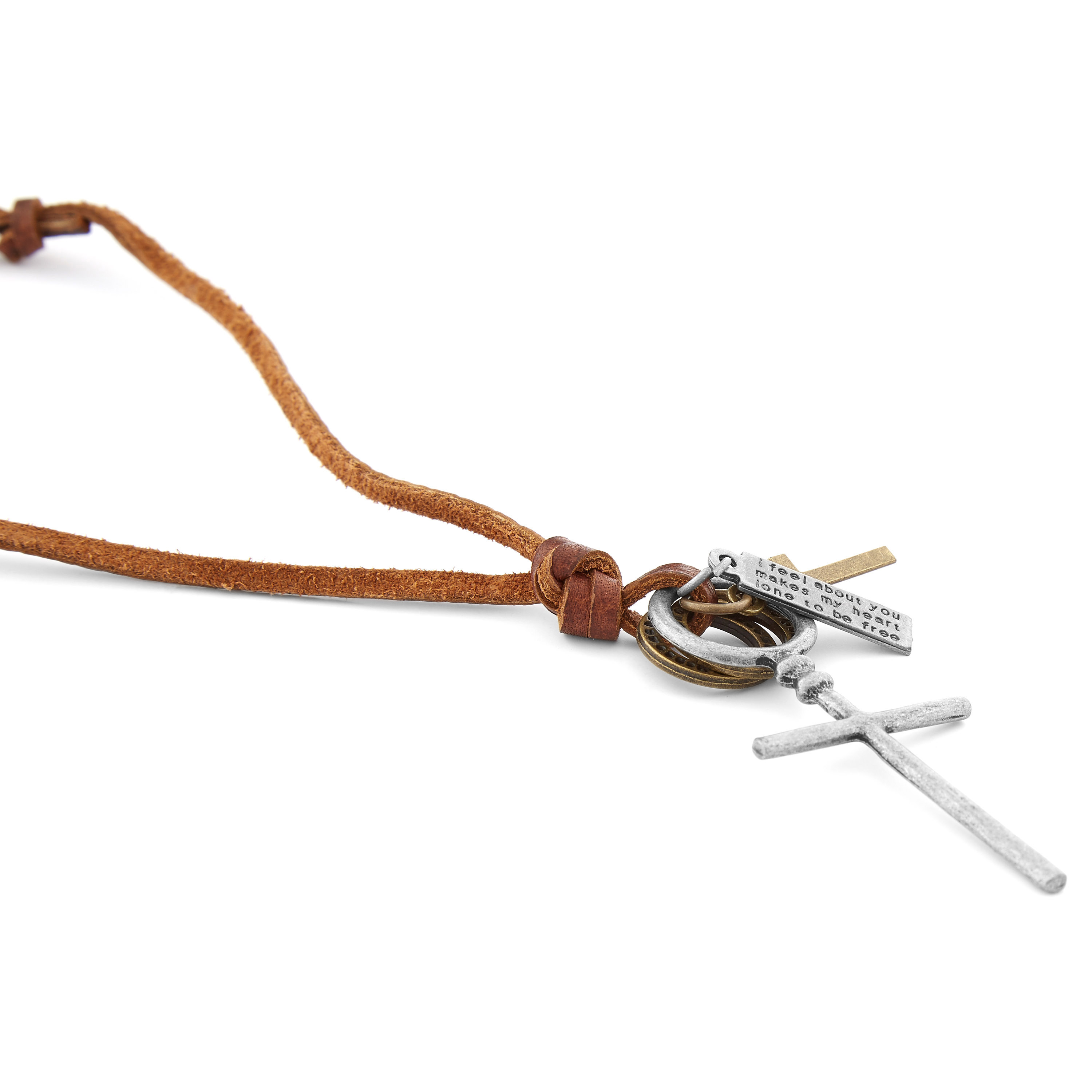 Läderhalsband med Stort Kors - 2