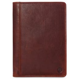 Bledohnedý obal na zápisník a denník z byvolej kože s držiakom na karty