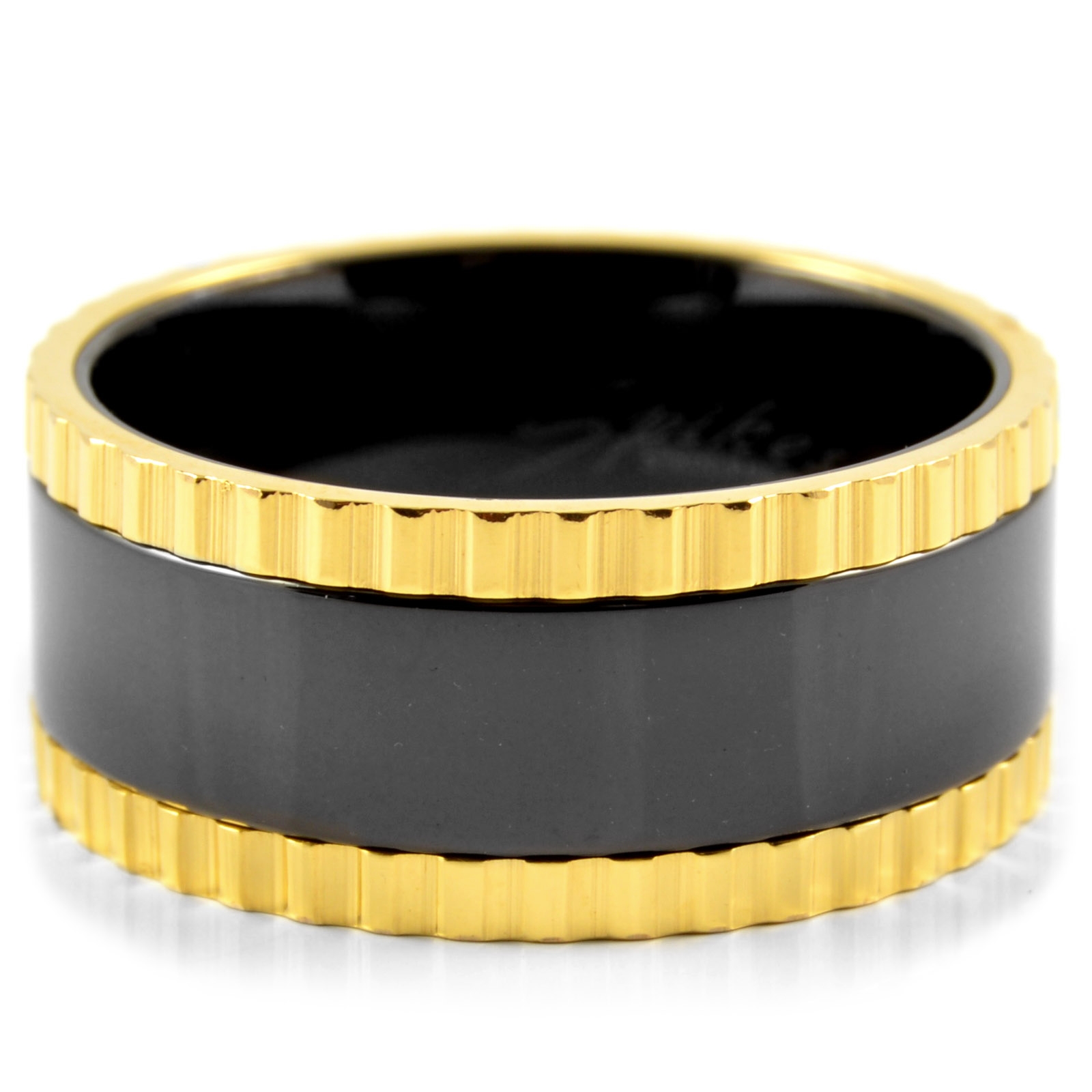 Anillo de acero dorado y negro Cirz - 2