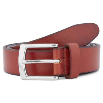 Brown & Silver-Tone Classic Leather Rawhide Belt