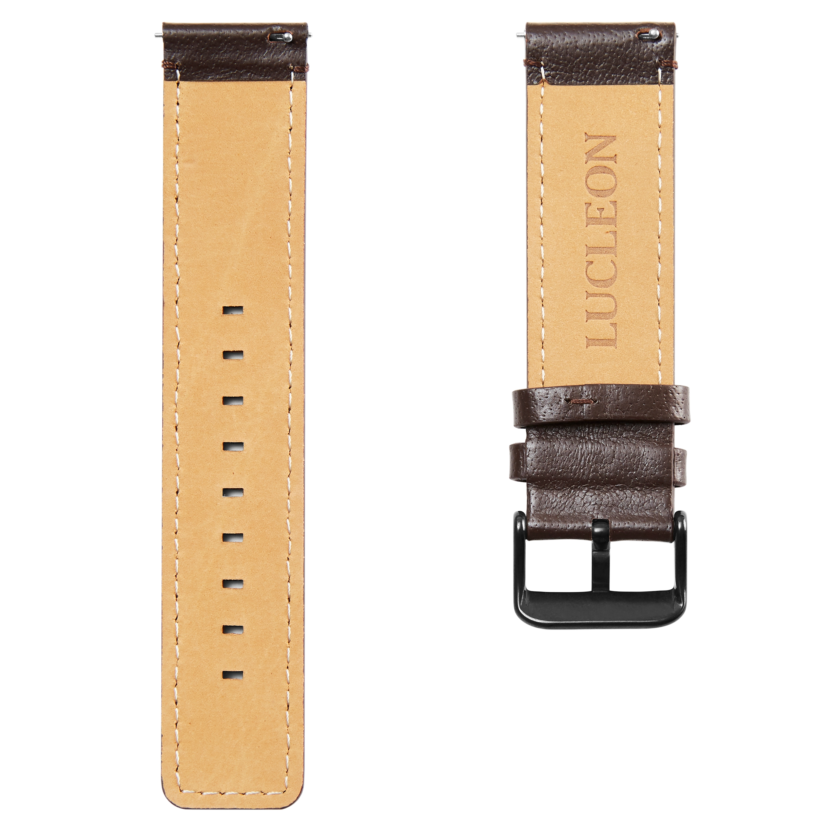 Bruin Lederen Horlogebandje met Zwarte Gesp - 3