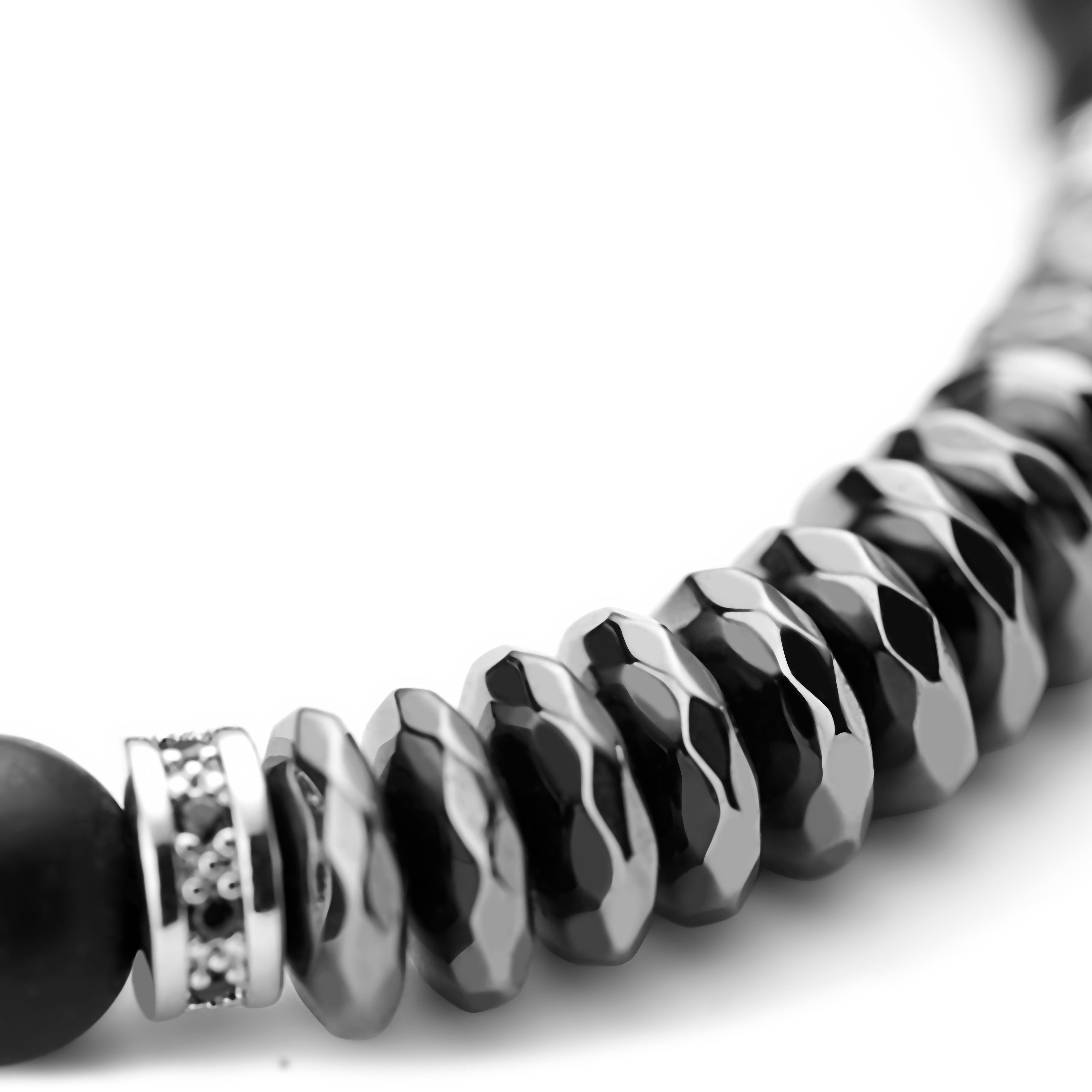 Armbandenset van Zwarte Onyx, Hematiet en Zirkonia - 4