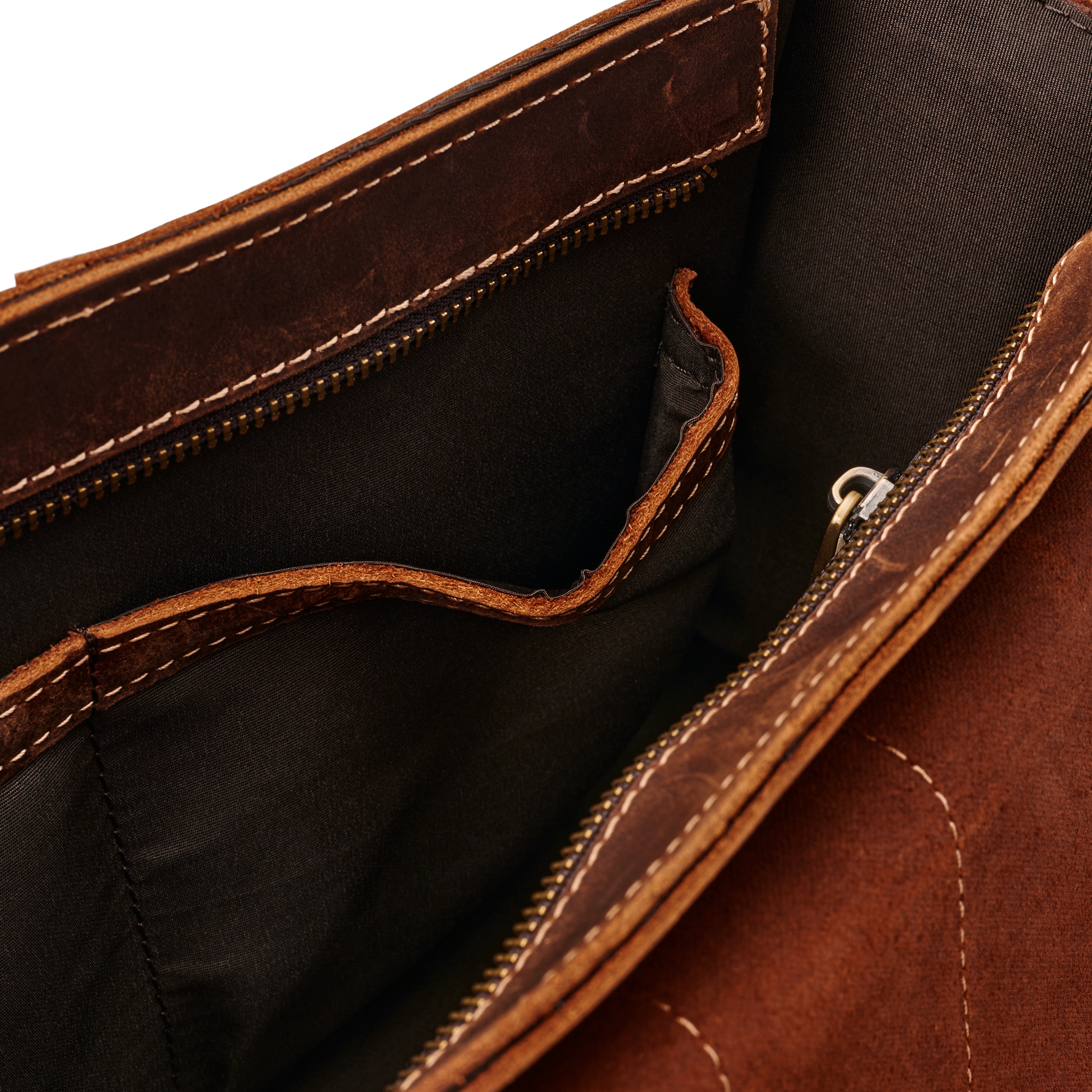 Sacoche en cuir marron foncé aspect vintage - 14