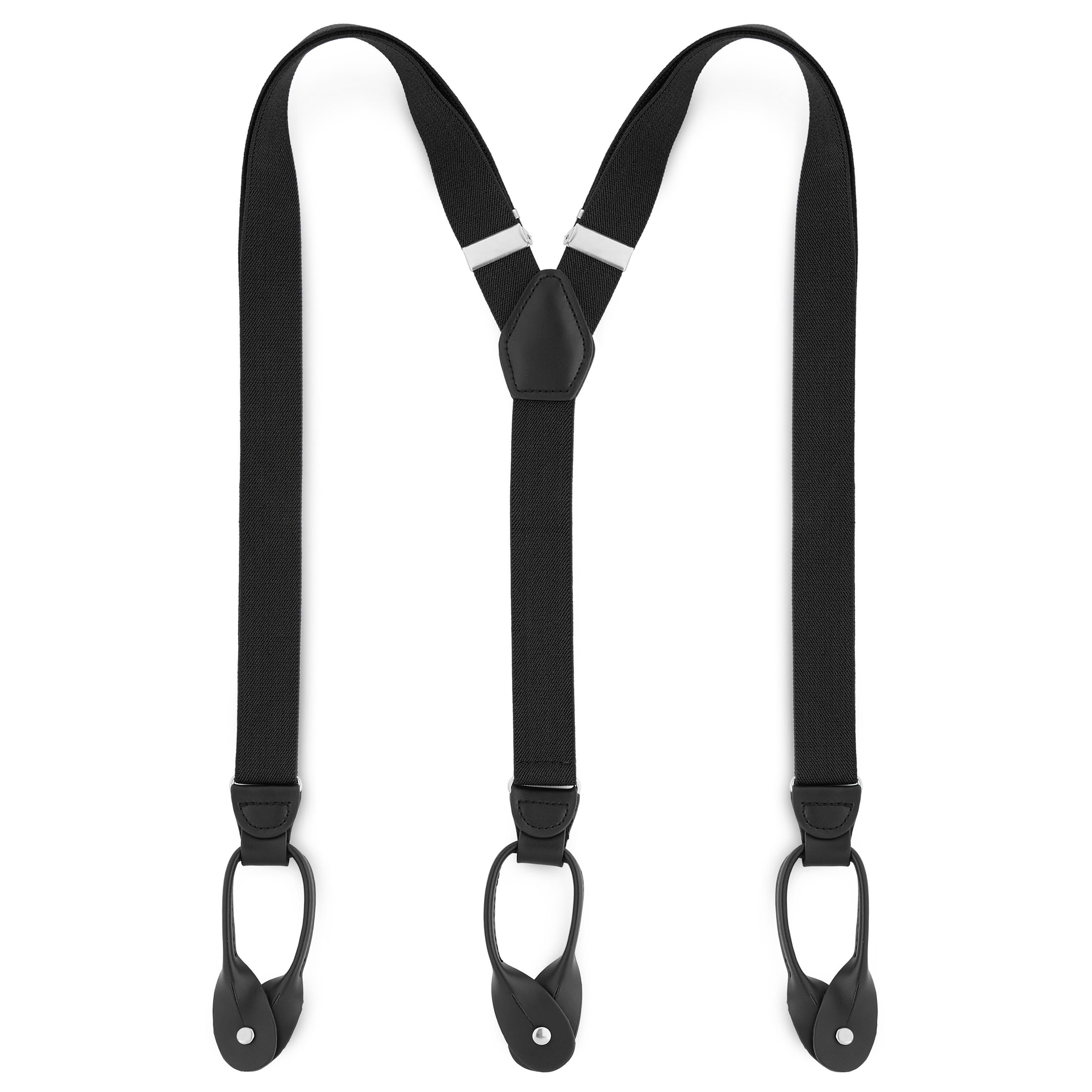 Slim Black Split Button Braces