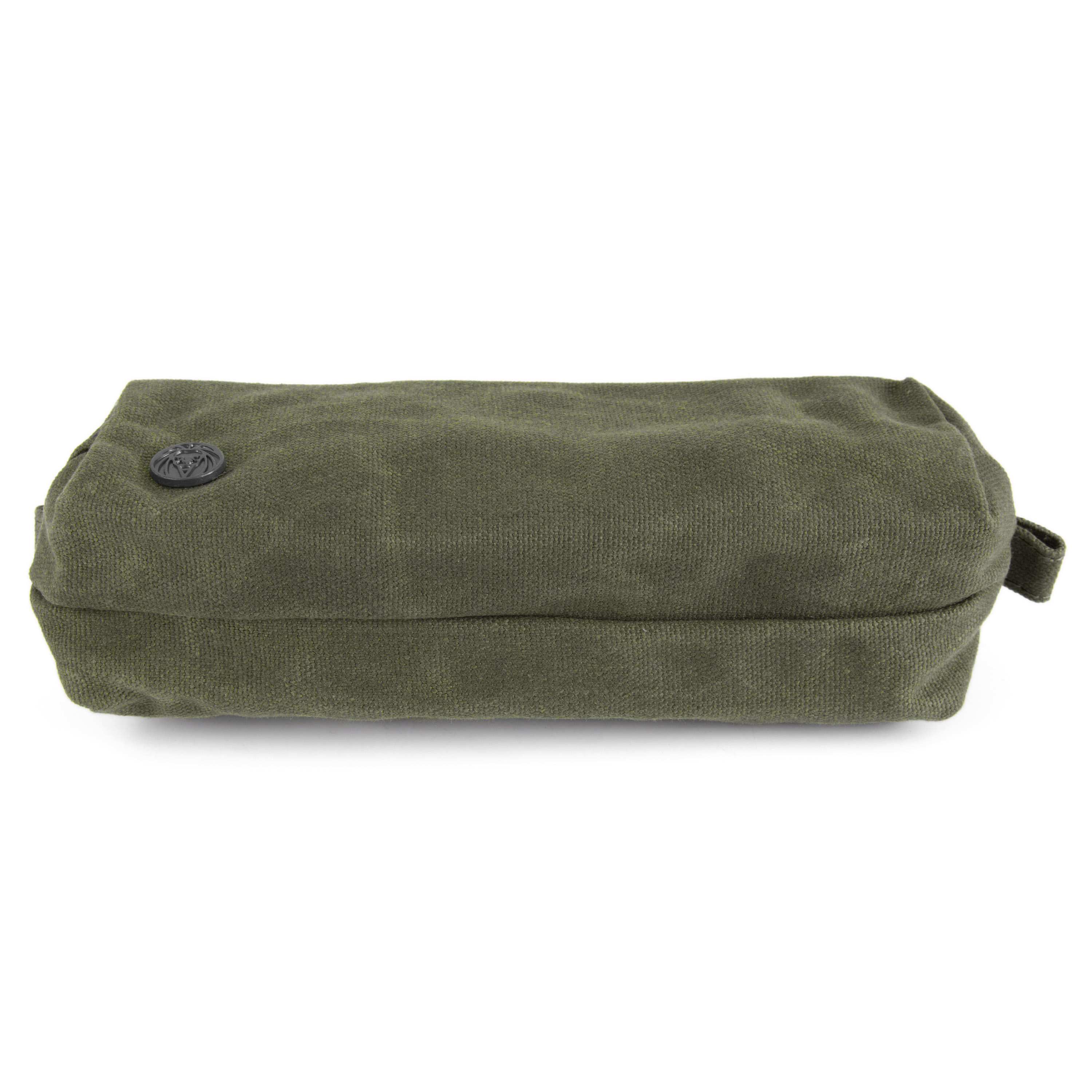 Malá, olivově zelená toaletní taška z voskovaného plátna - 6