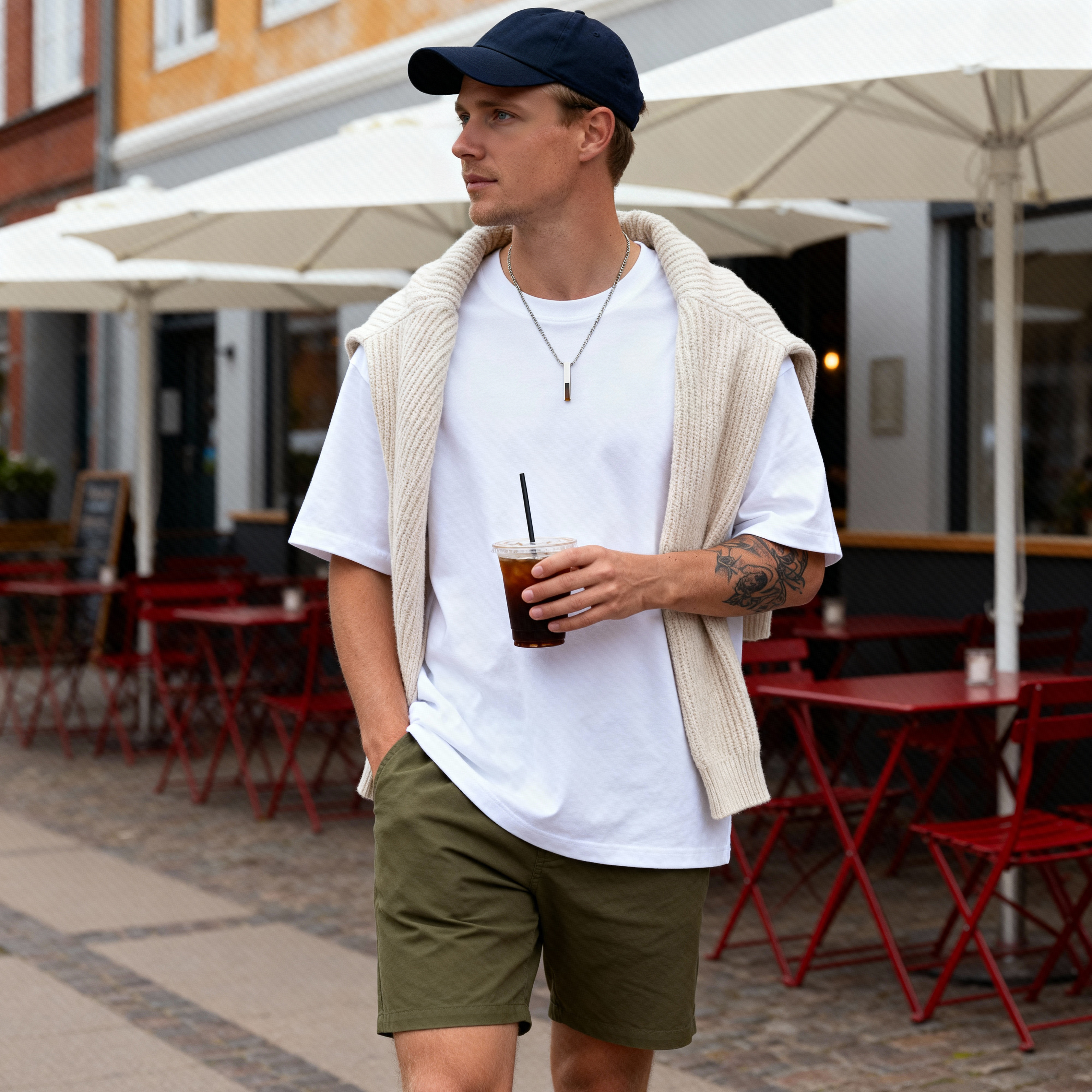 Cruz | Silver-Tone Stainless Steel & Tiger’s Eye Necklace - 3