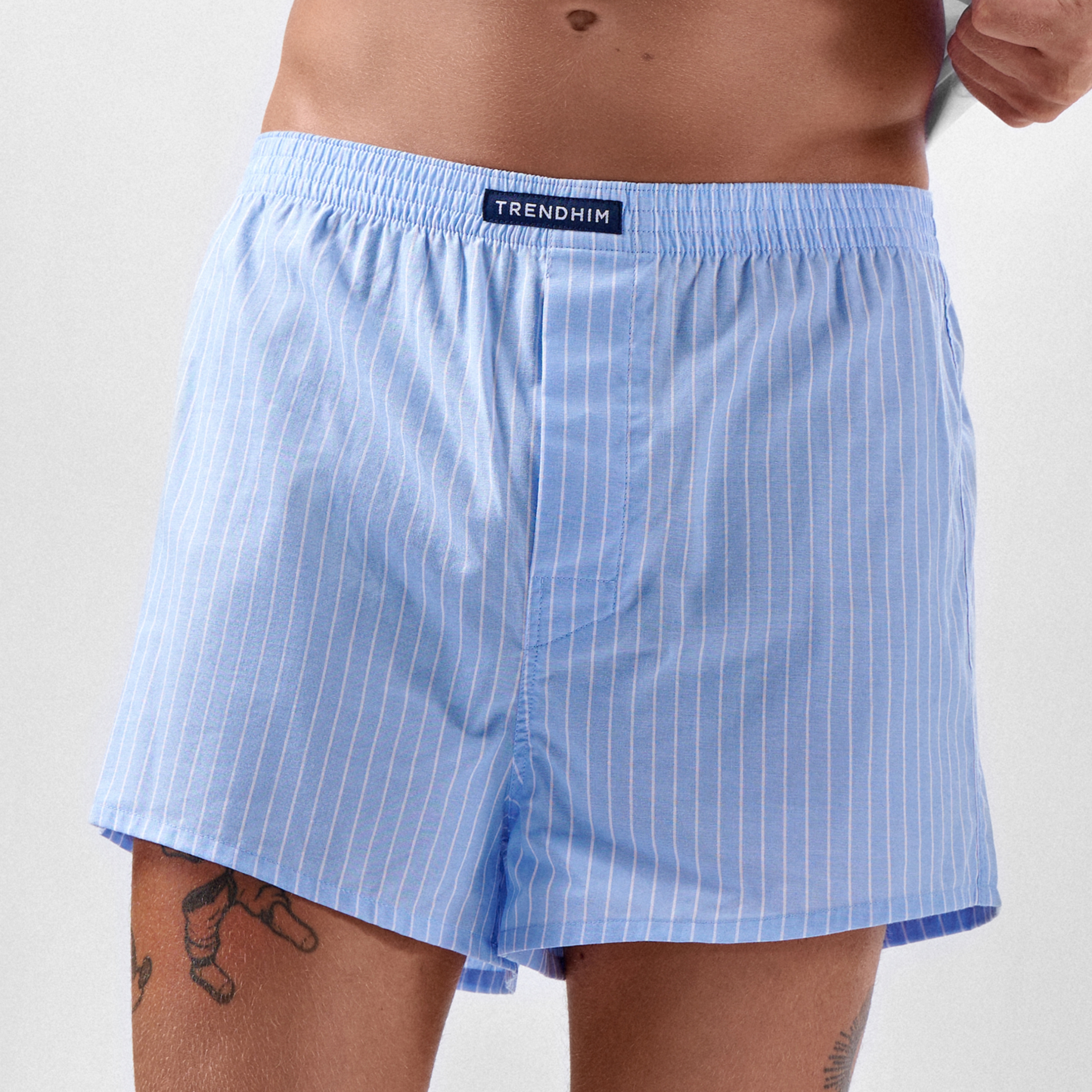 AirFeel | 5-Pak Løstsiddende Stribede Himmelblå Boxershorts i Bomuld - 5