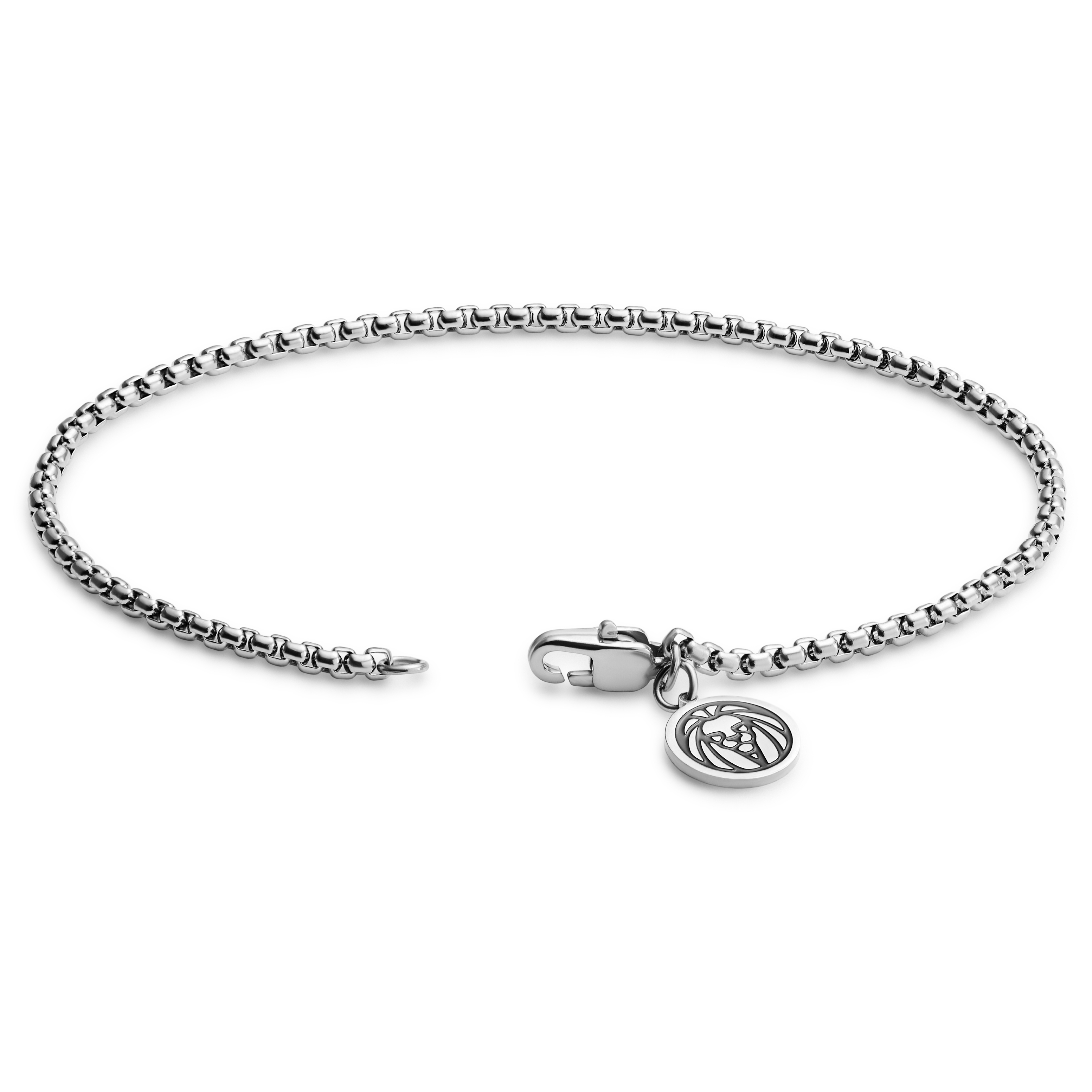 Essentials | 1/16" (2 mm) Silver-Tone Curved Box Chain Bracelet - 3