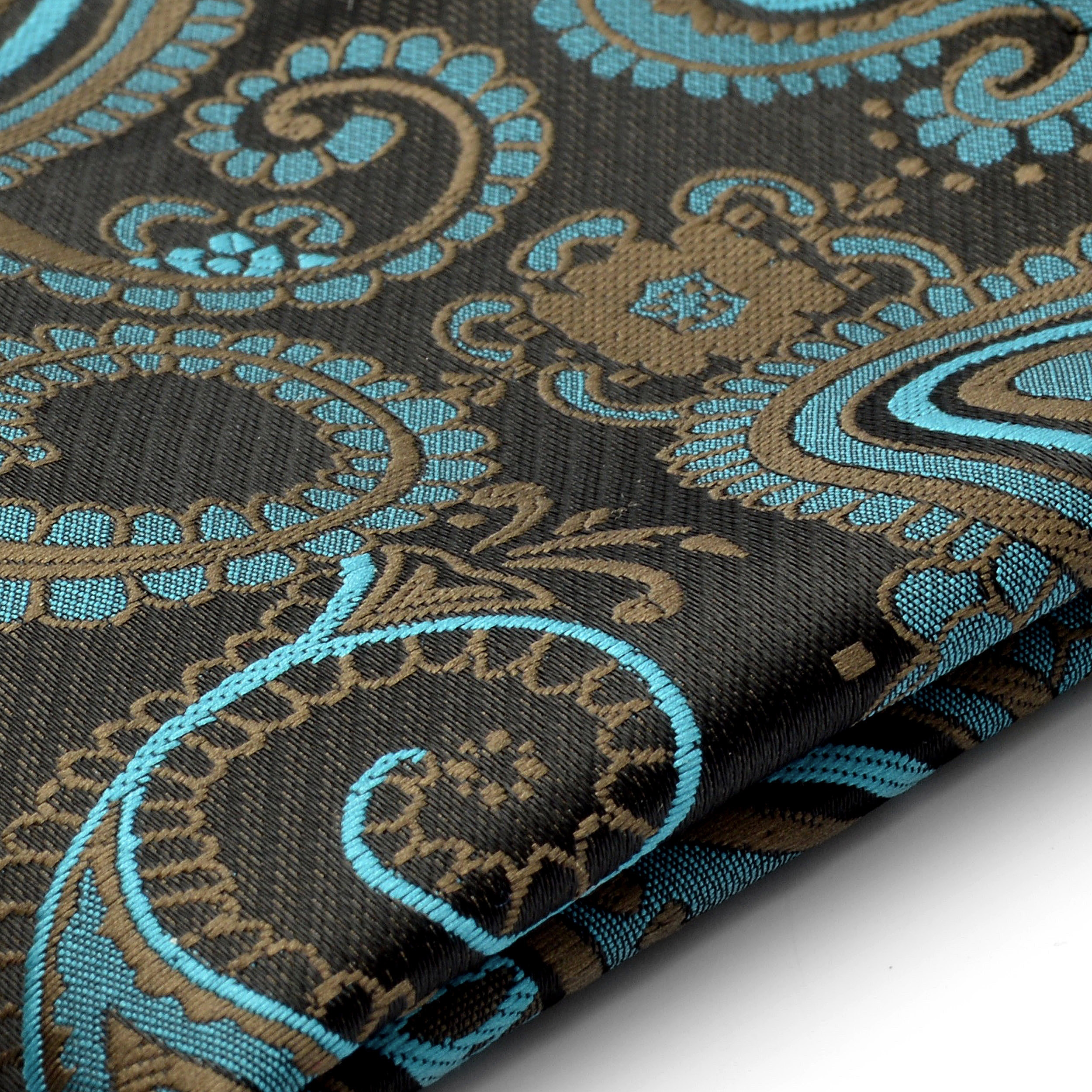 Pañuelo de bolsillo de seda con estampado de cachemir turquesa - 2