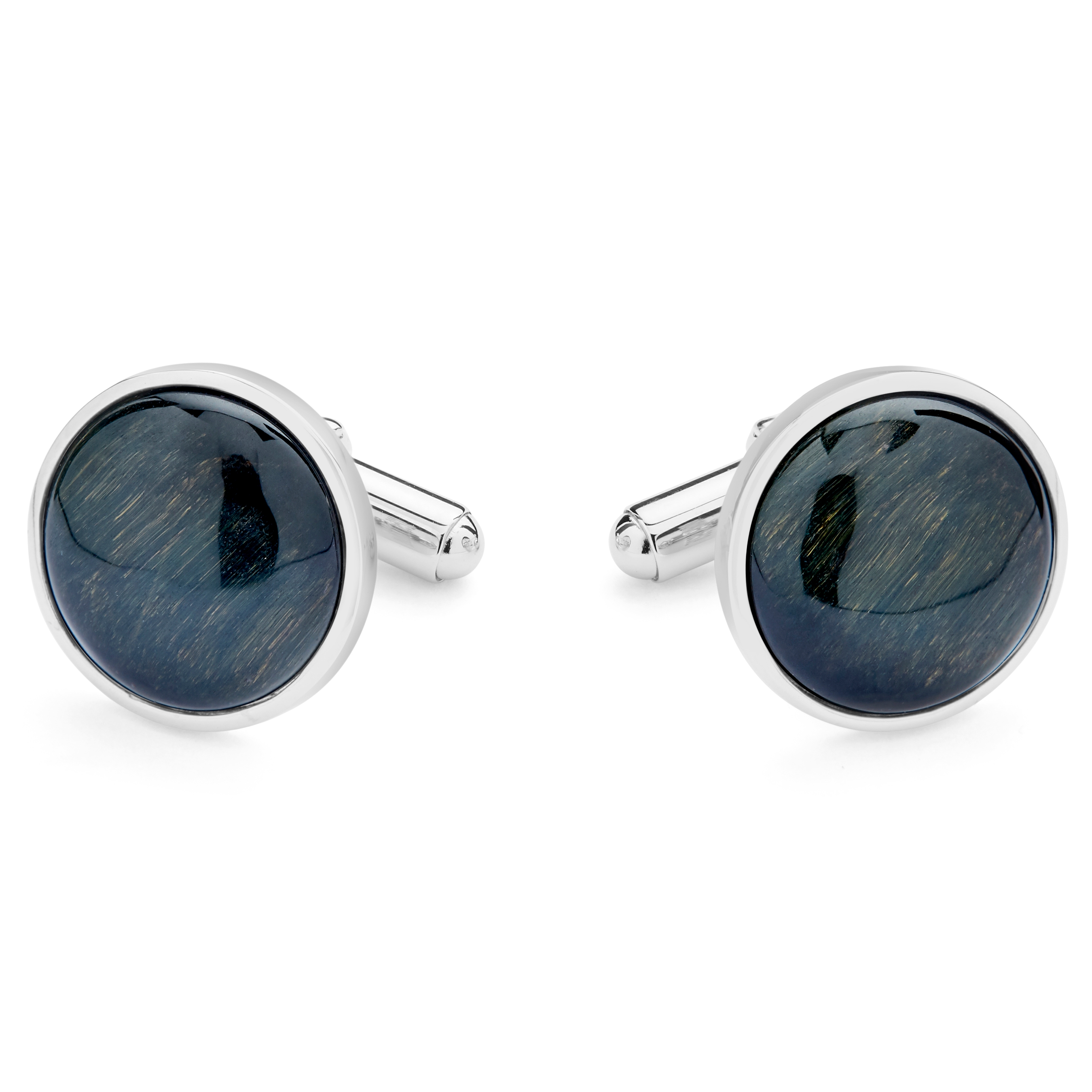 Blåt Tigerøje 925s Nils Manchetknapper - 1