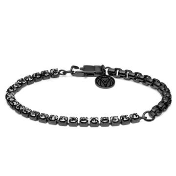 Amager | Gunmetal Stainless Steel Box Chain & Glass Diamond Bracelet