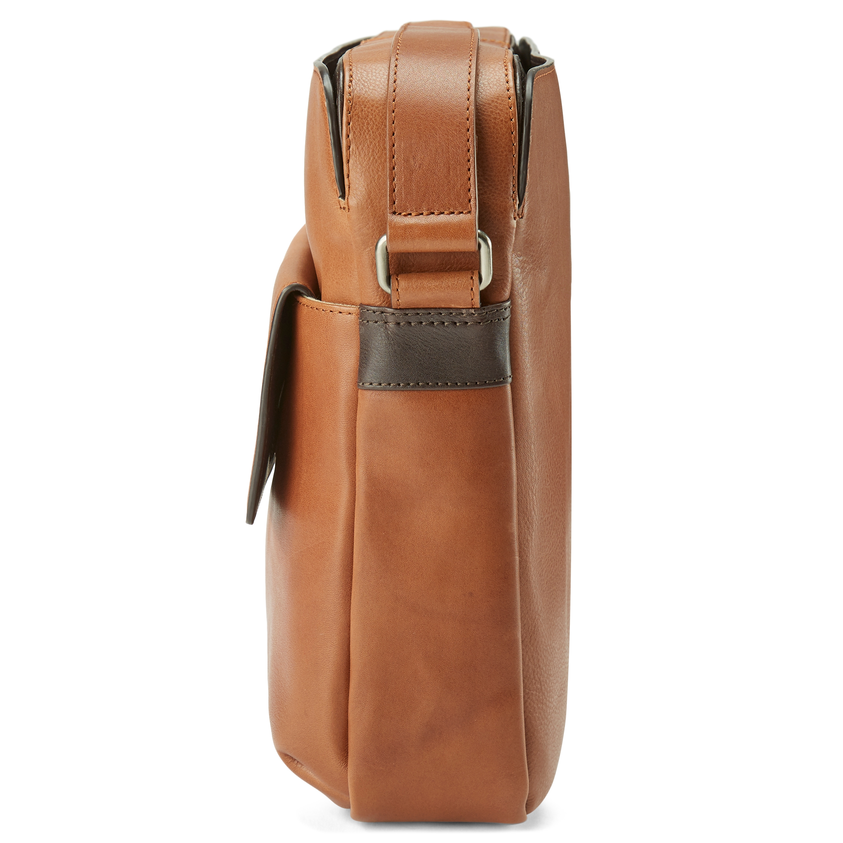Lavi Hellbraune & Dunkelbraune Leder Messenger Tasche - 5