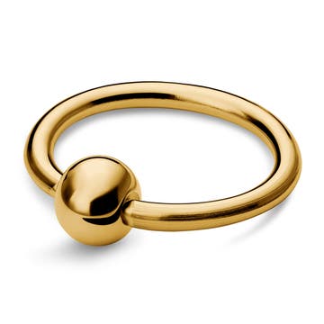 10 mm Goldfarbener Ring aus Chirurgenstahl mit eingefasster Perle