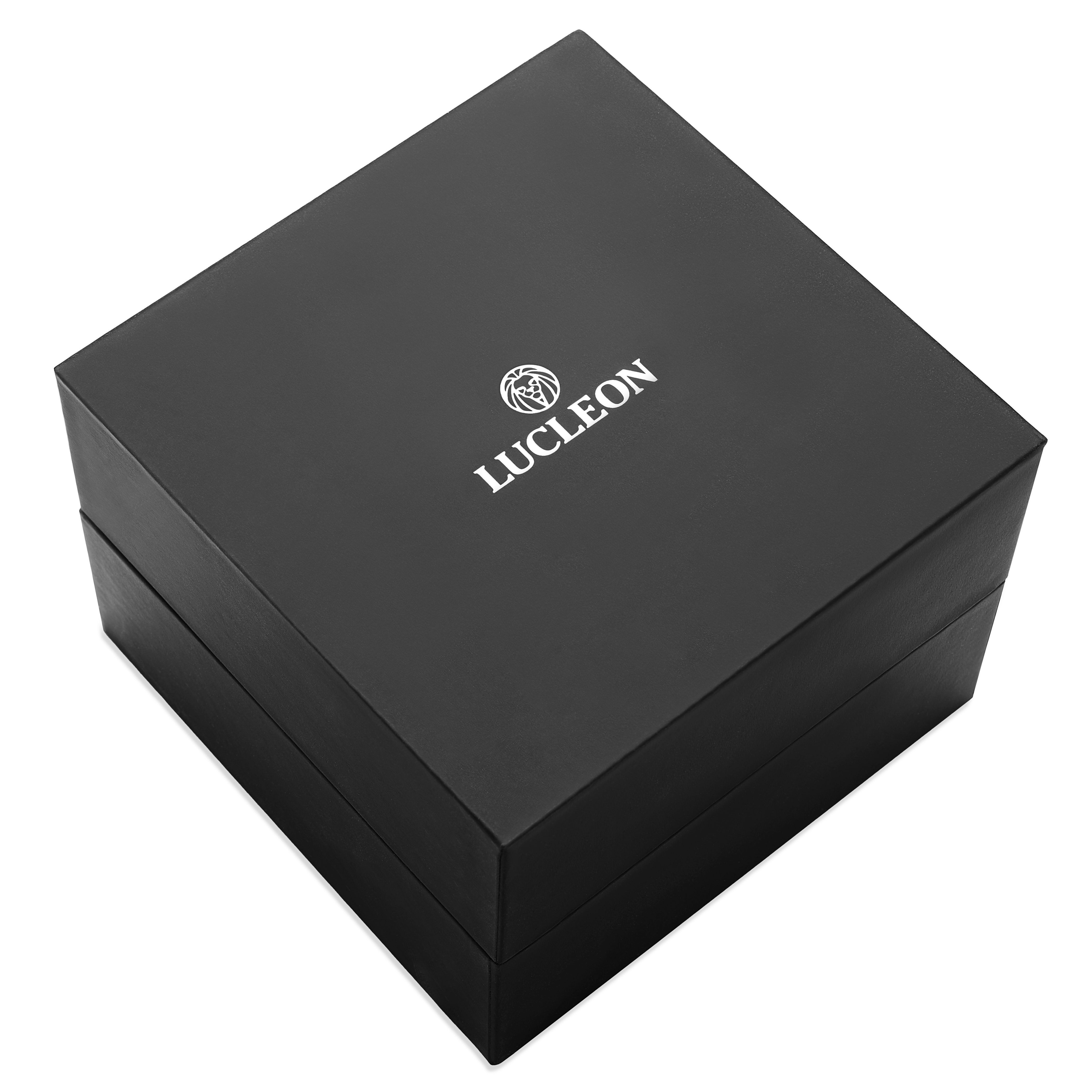 Ternion Rose GoldTone DualTime Watch With Black Dial & Rust Leather