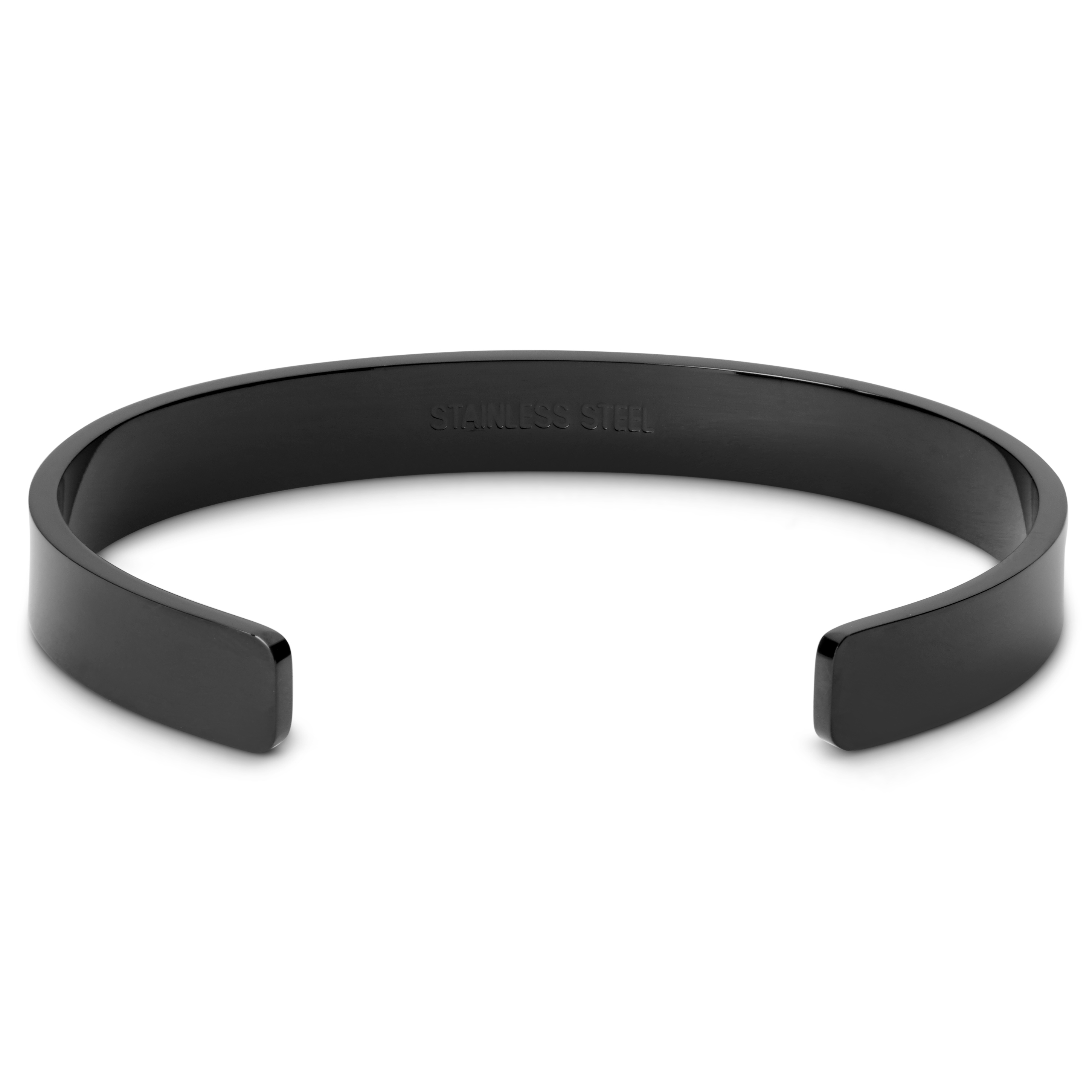 Engravable Black Stainless Steel Cuff Bracelet - 2
