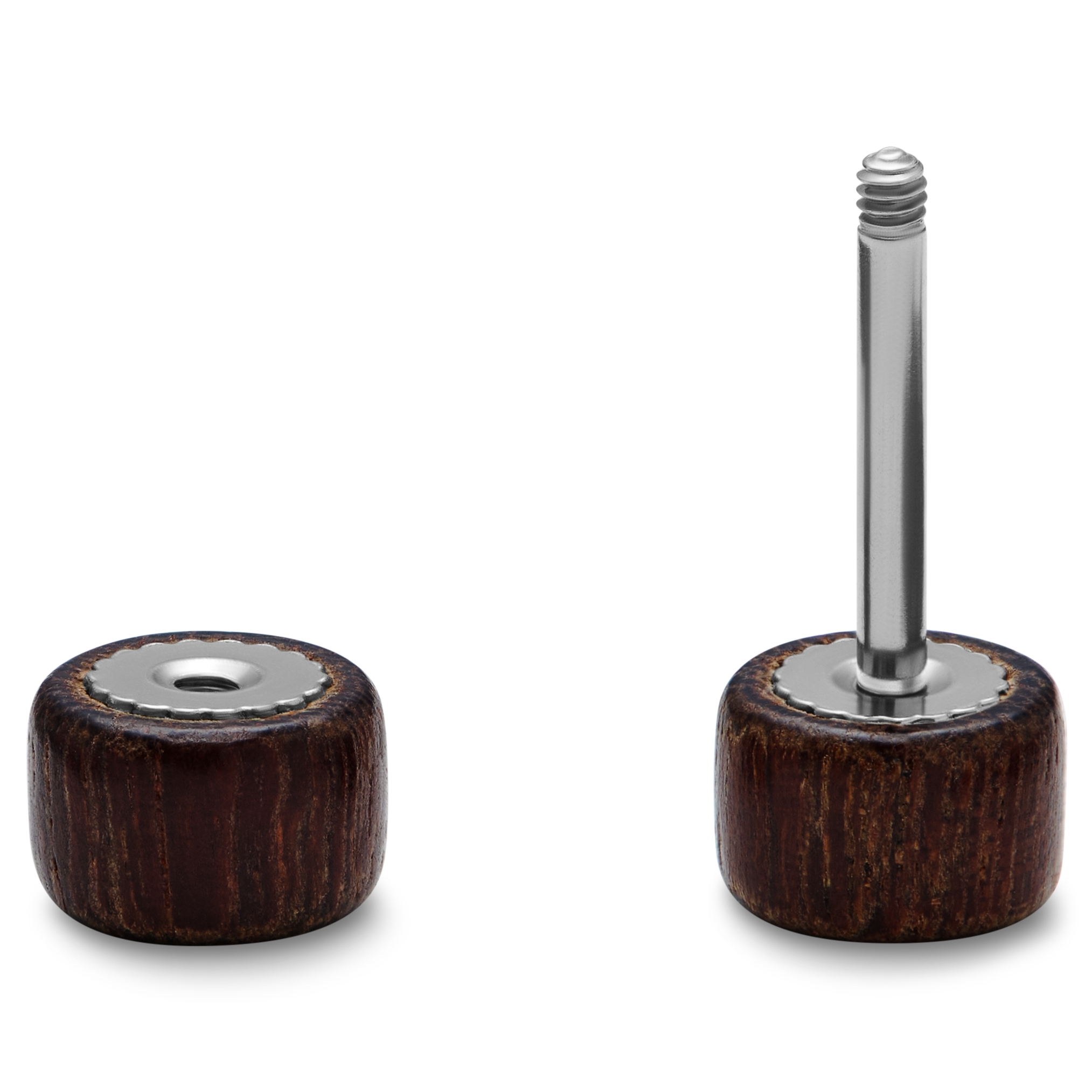 Satago | 6 mm Rör Ek & Rostfritt Stål Fejkplug Stiftörhänge - 2