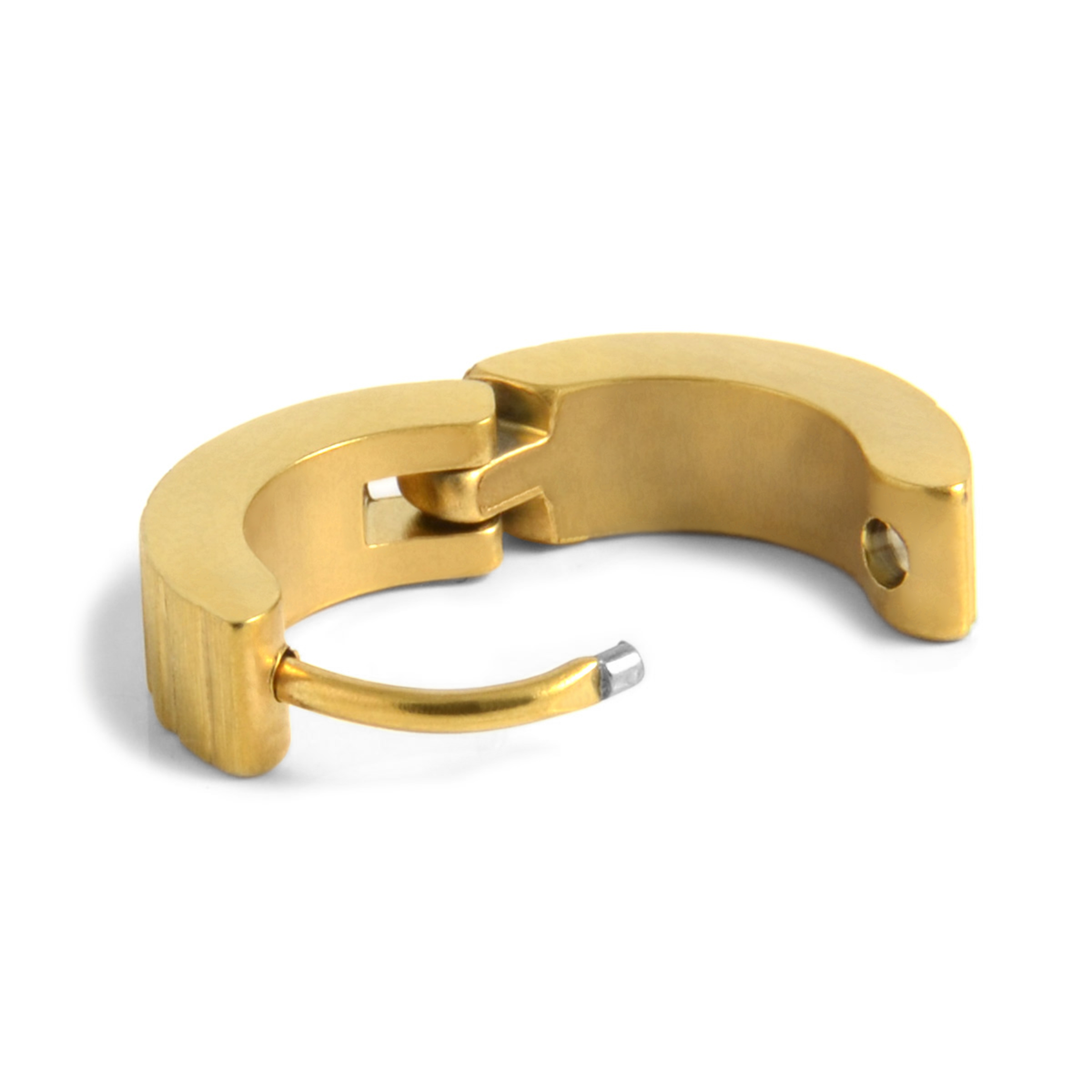 Runder, gerillter goldener Ohrring - 4