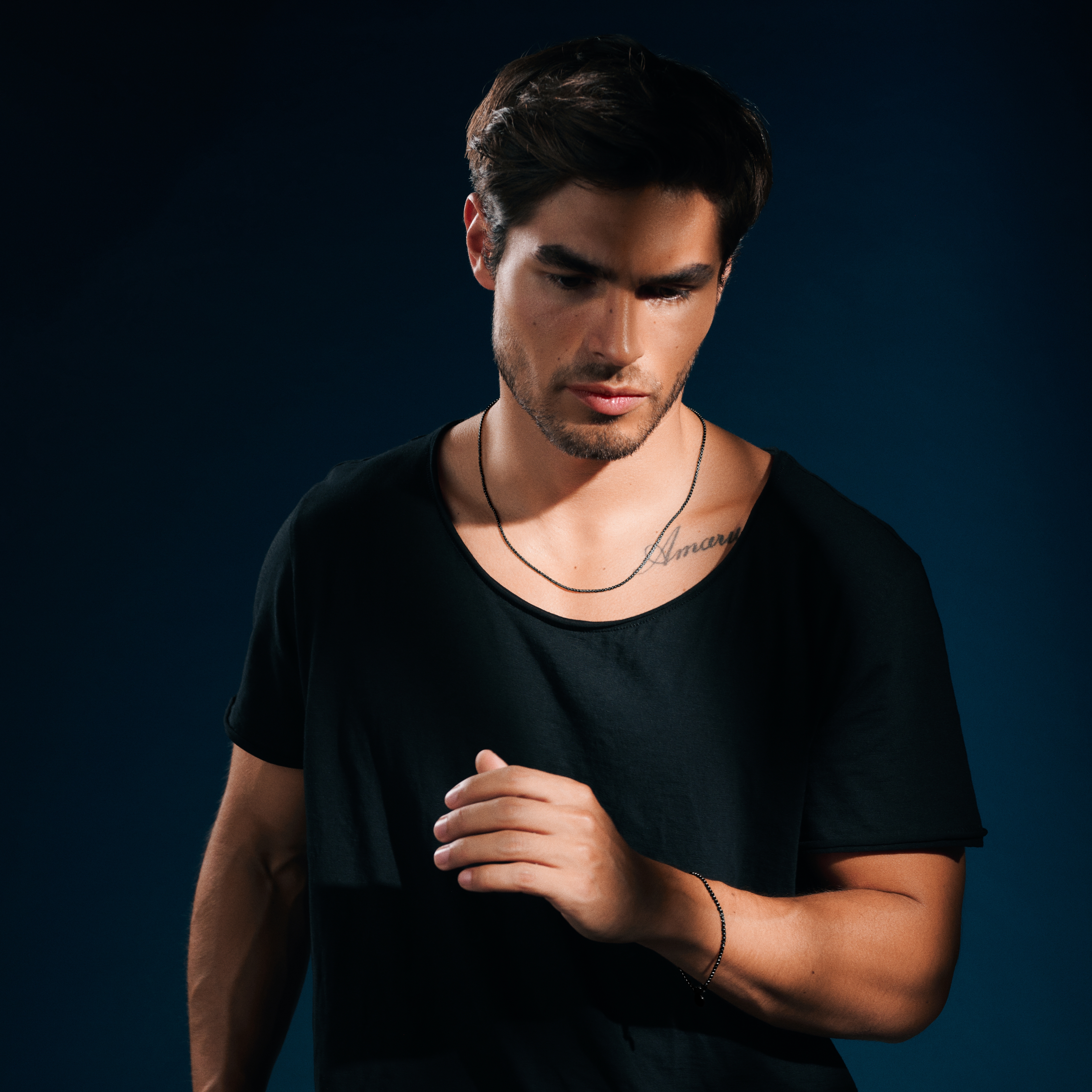 Essentials | 2 mm Gunmetal Schwarzes Quadratisches Box Kettenarmband - 2