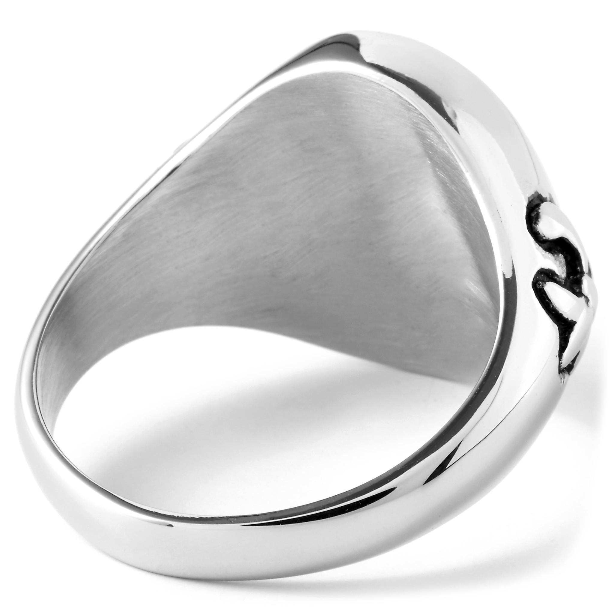 Silver Tone Black Stainless Steel Cardinal Design Ring In Stock silver-tone-black-stainless-steel-cardinal-design-ring-in-stock