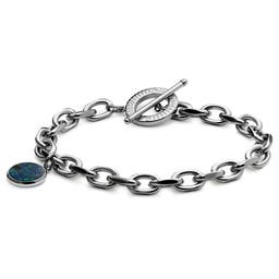 Atlas |  Bracelet en acier argenté avec pendentif azurite et malachite