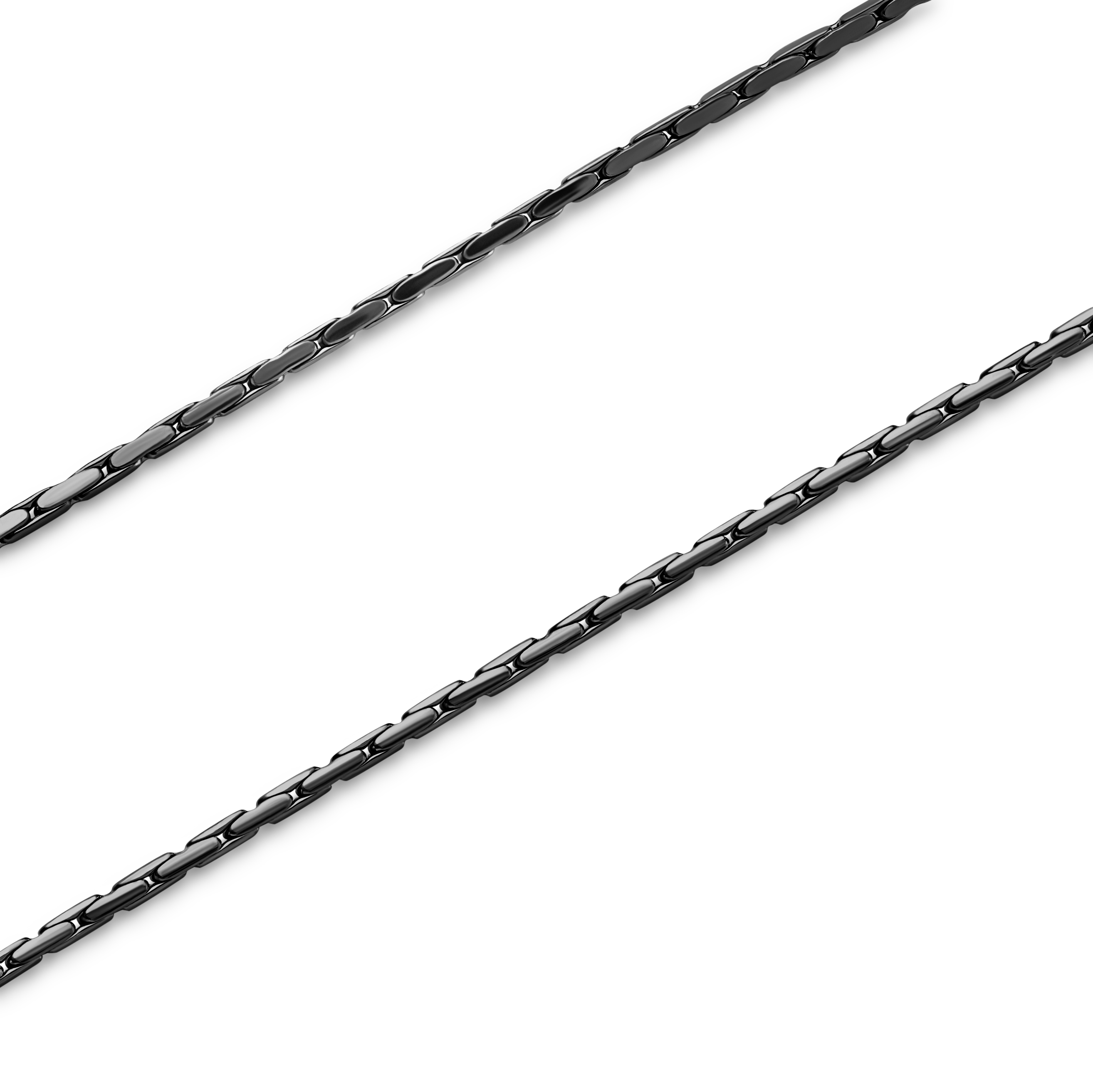 Essentials | Verižna zapestnica iz pravokotne verige v črni barvi, širine 1 mm - 4