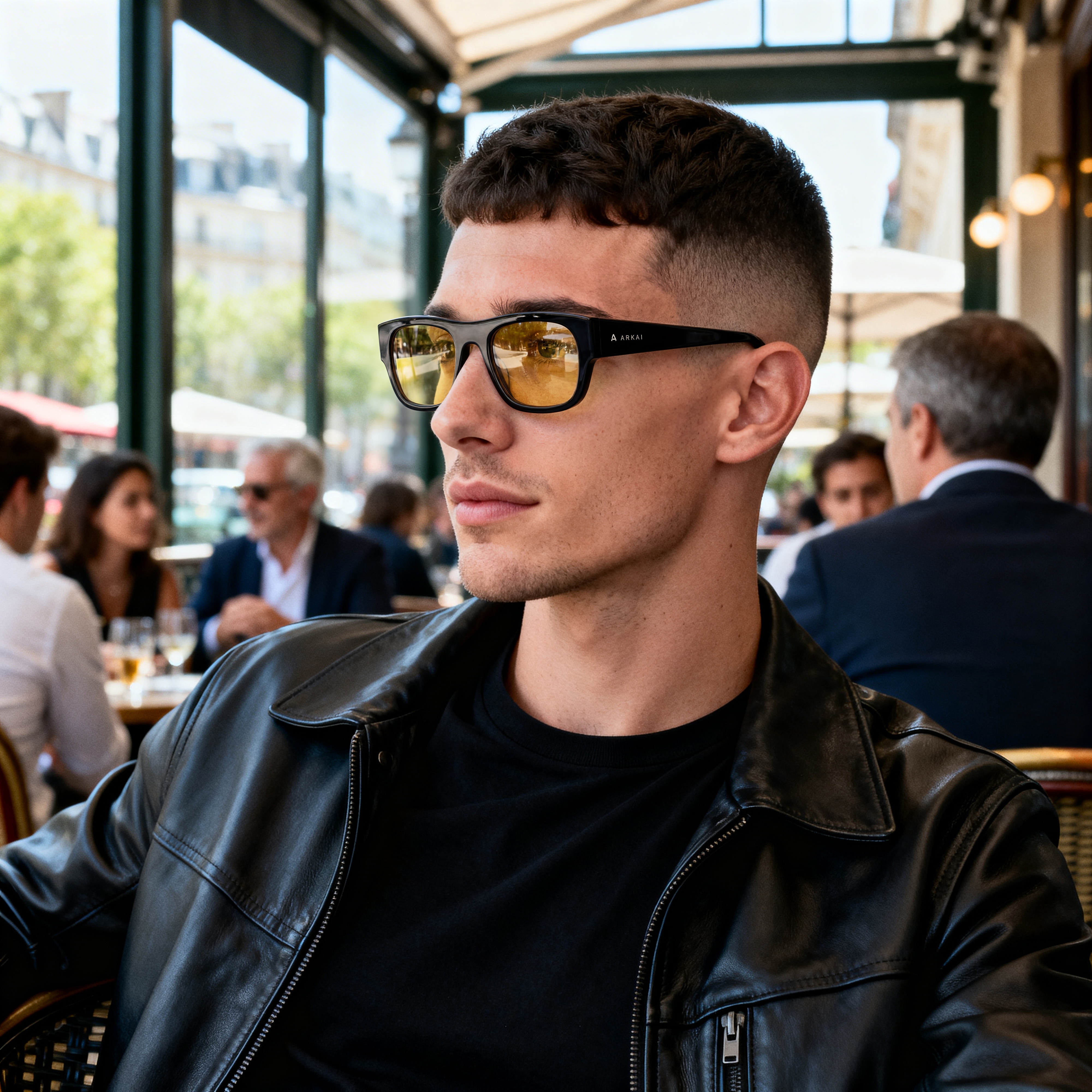 Spectrum | Schwarze & gelbe rechteckige Sonnenbrille - 4